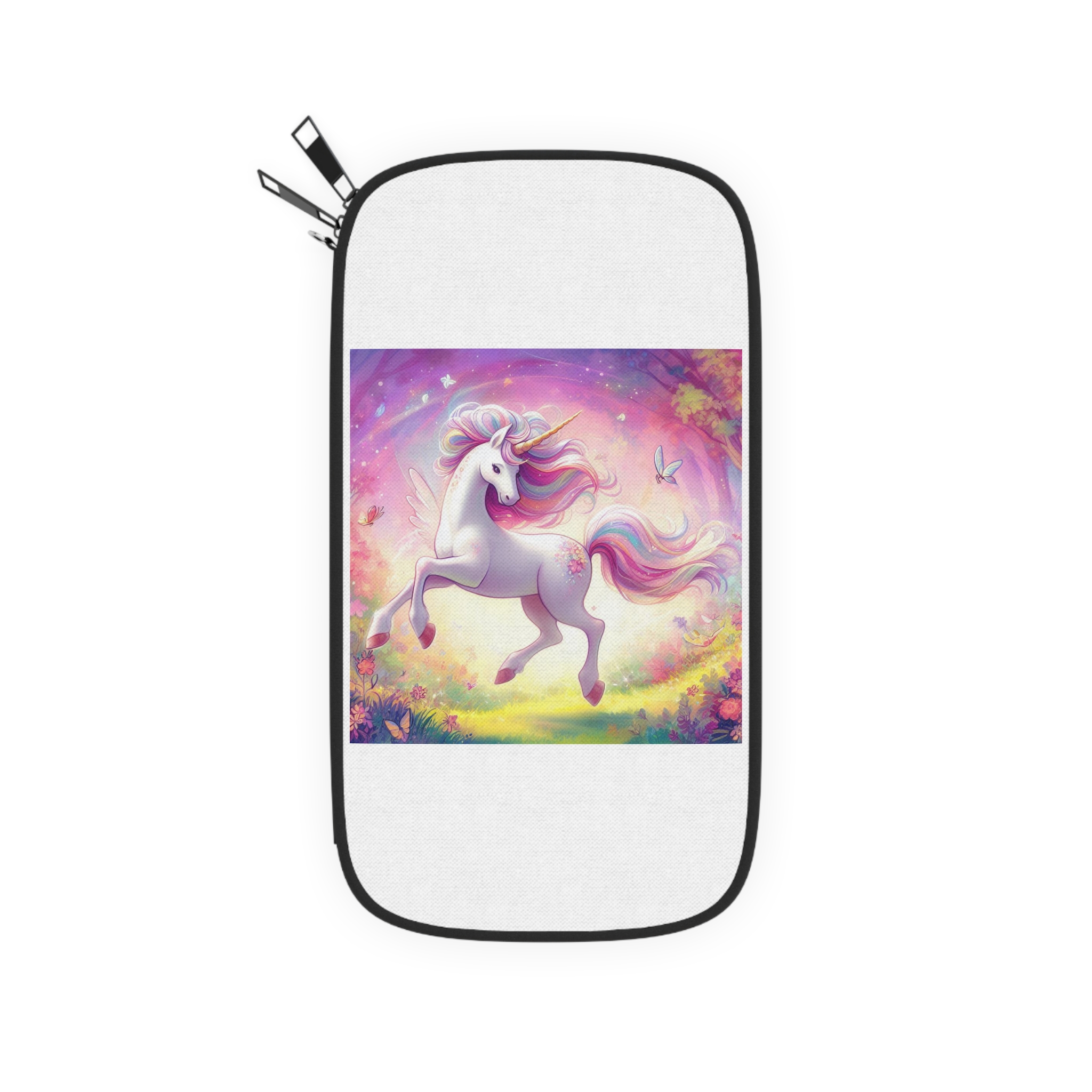 Beautiful Unicorn Running Magical Meadow Unicorn Background Images Whimsical Unicorn (2) Passport Wallet - Image 2