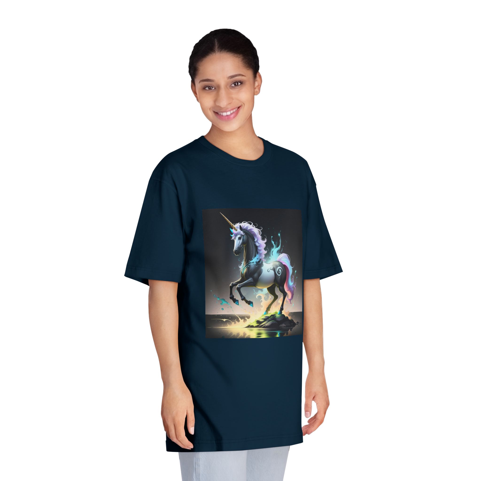 Black Unicorn With Fluorescent Liquids Unisex Classic Crewneck T Shirt - Image 19