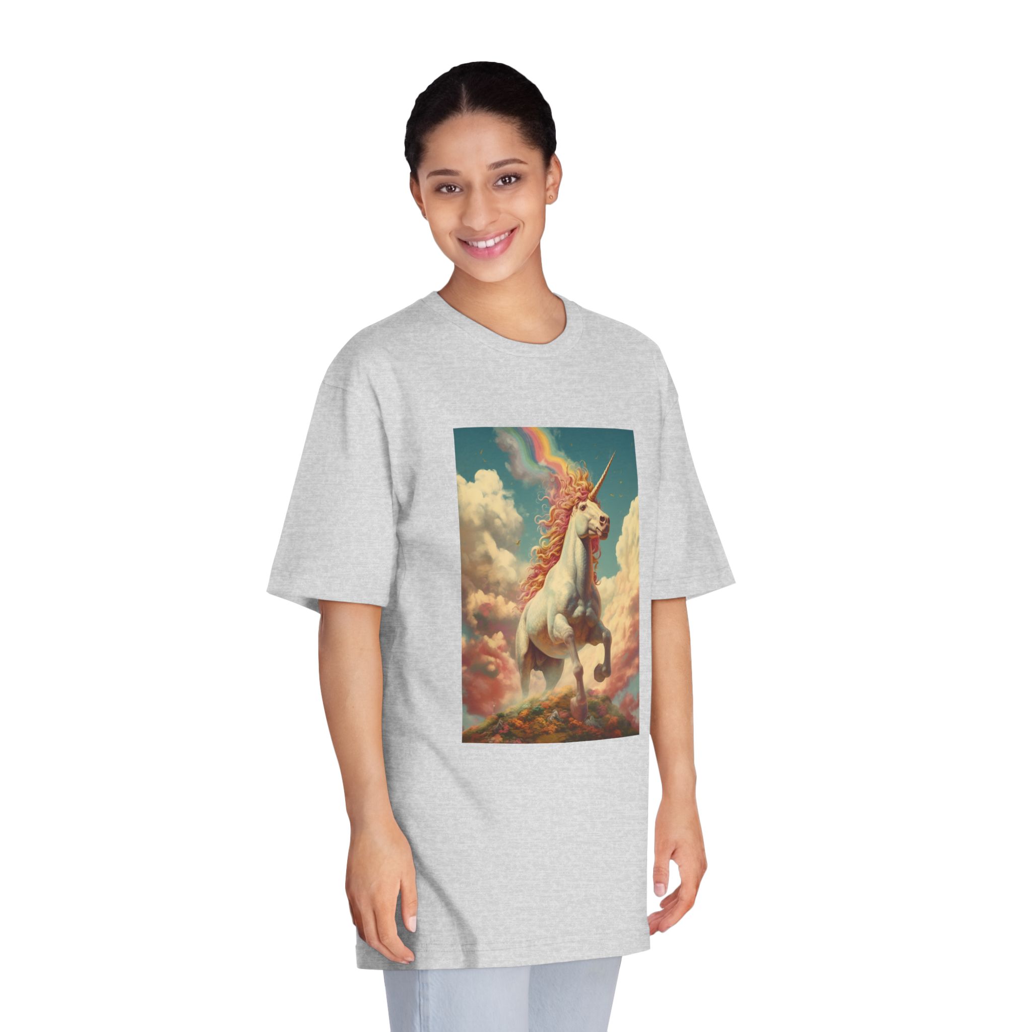 Painting Unicorn With Rainbow Sky Generative Ai Unisex Classic Crewneck T Shirt - Image 15