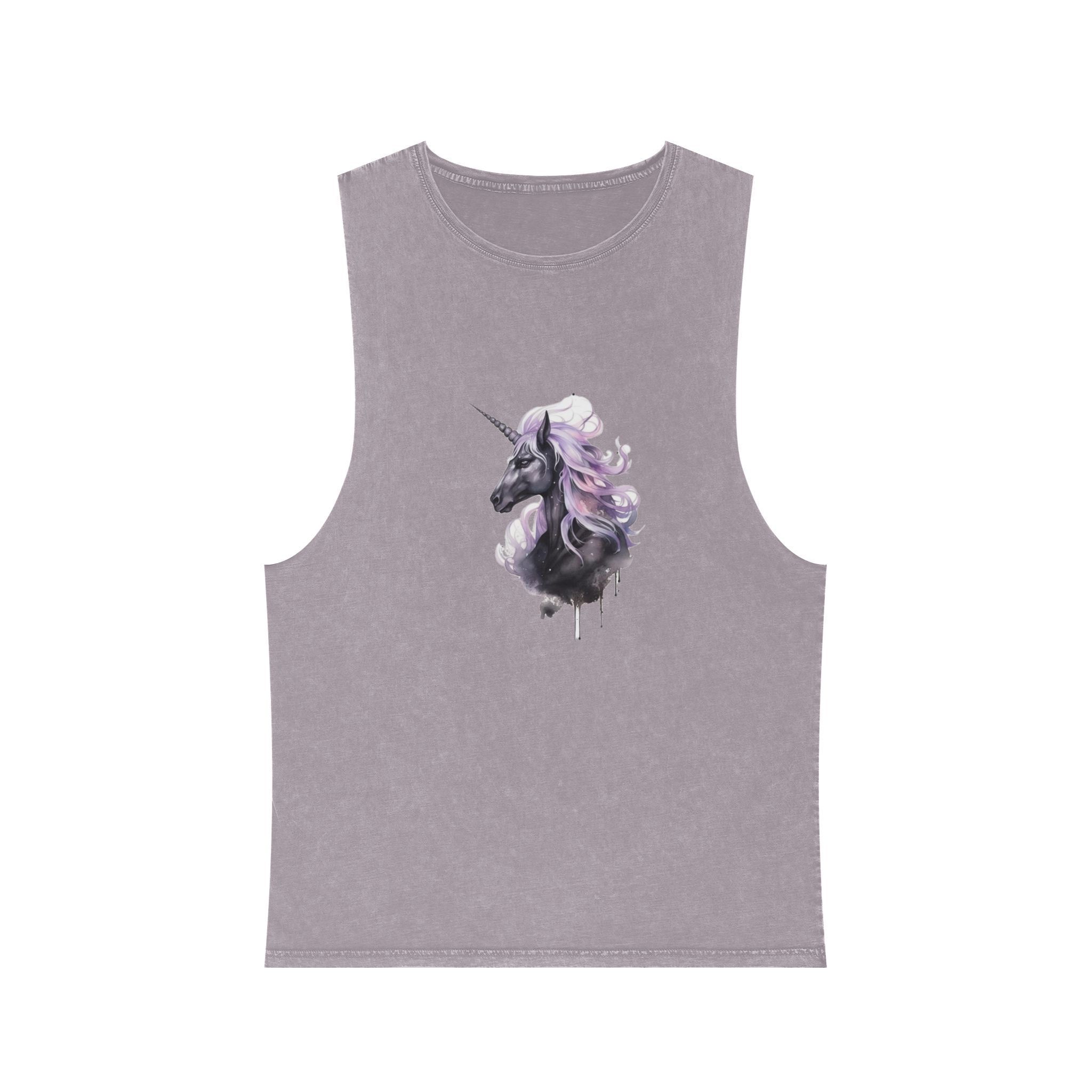 Close Up Unicorn With Long Mane Purple Mane Generative Ai Unisex Stonewash Tank Top - Image 17