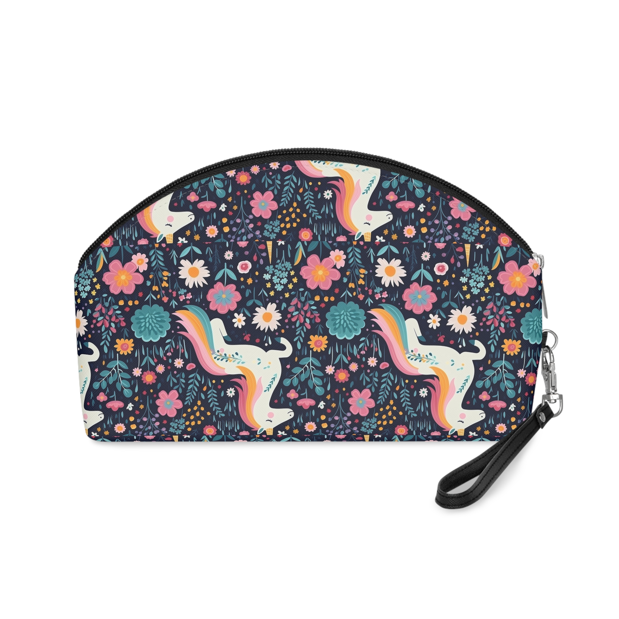 Childish Seamless Pattern Background With Colorful Unicorns (1) Makeup Bag - Image 2