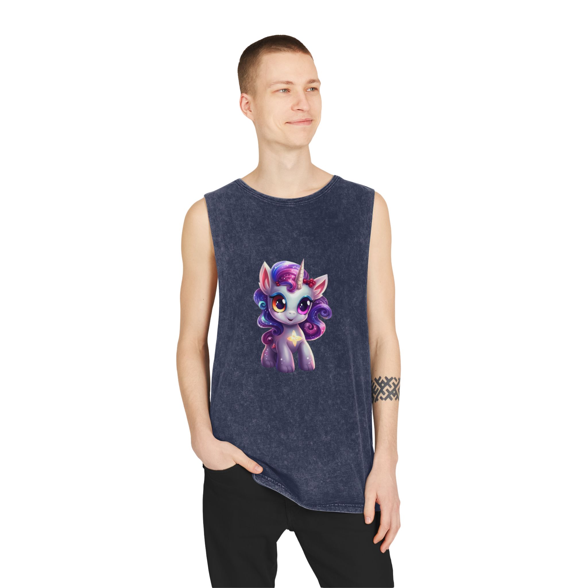 Beautiful Cute Baby Unicorn (2) Unisex Stonewash Tank Top - Image 15