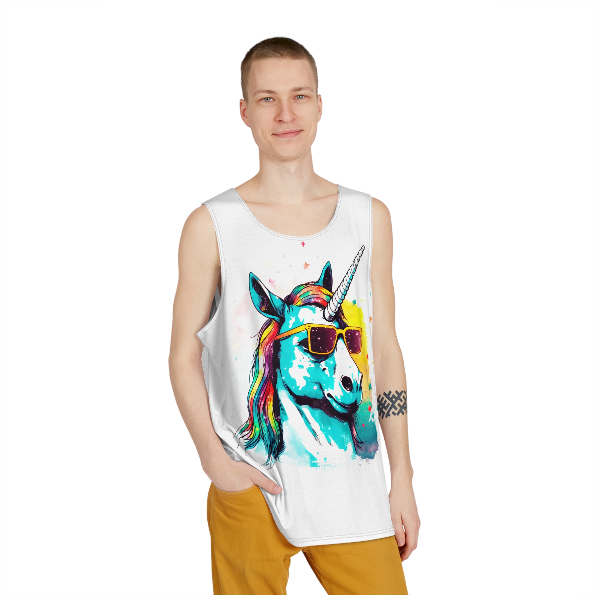 Cute Cartoon Baby Unicorn Isolated Transparent Background Ideal Tshirt Prints Stickers Mugs Mens Tank Aop - Image 3