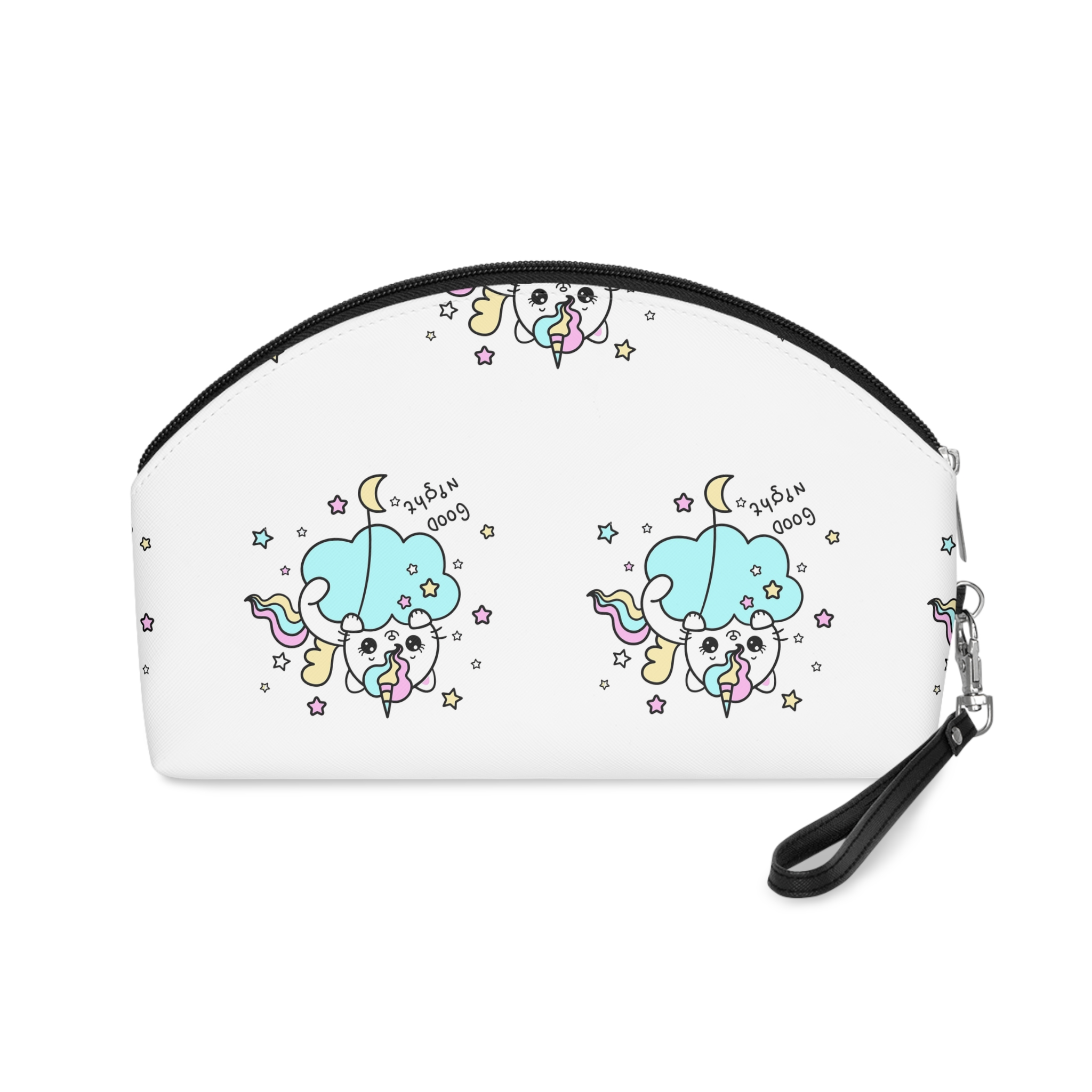 Cute Unicorn Cat Cloud Good Night Illustration Makeup Bag - Image 2