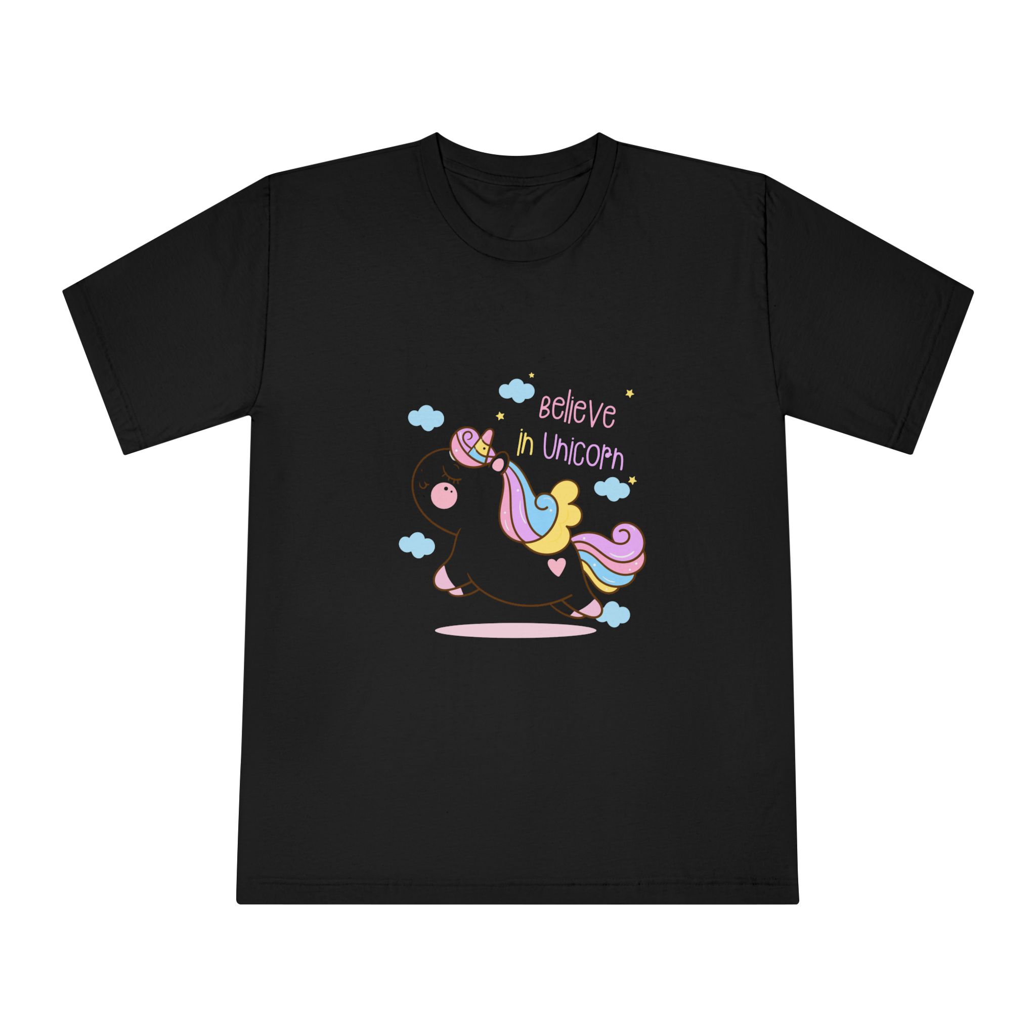 Cute Unicorn Cartoon Jump Air Flat Style Unisex Classic Crewneck T Shirt - Image 5