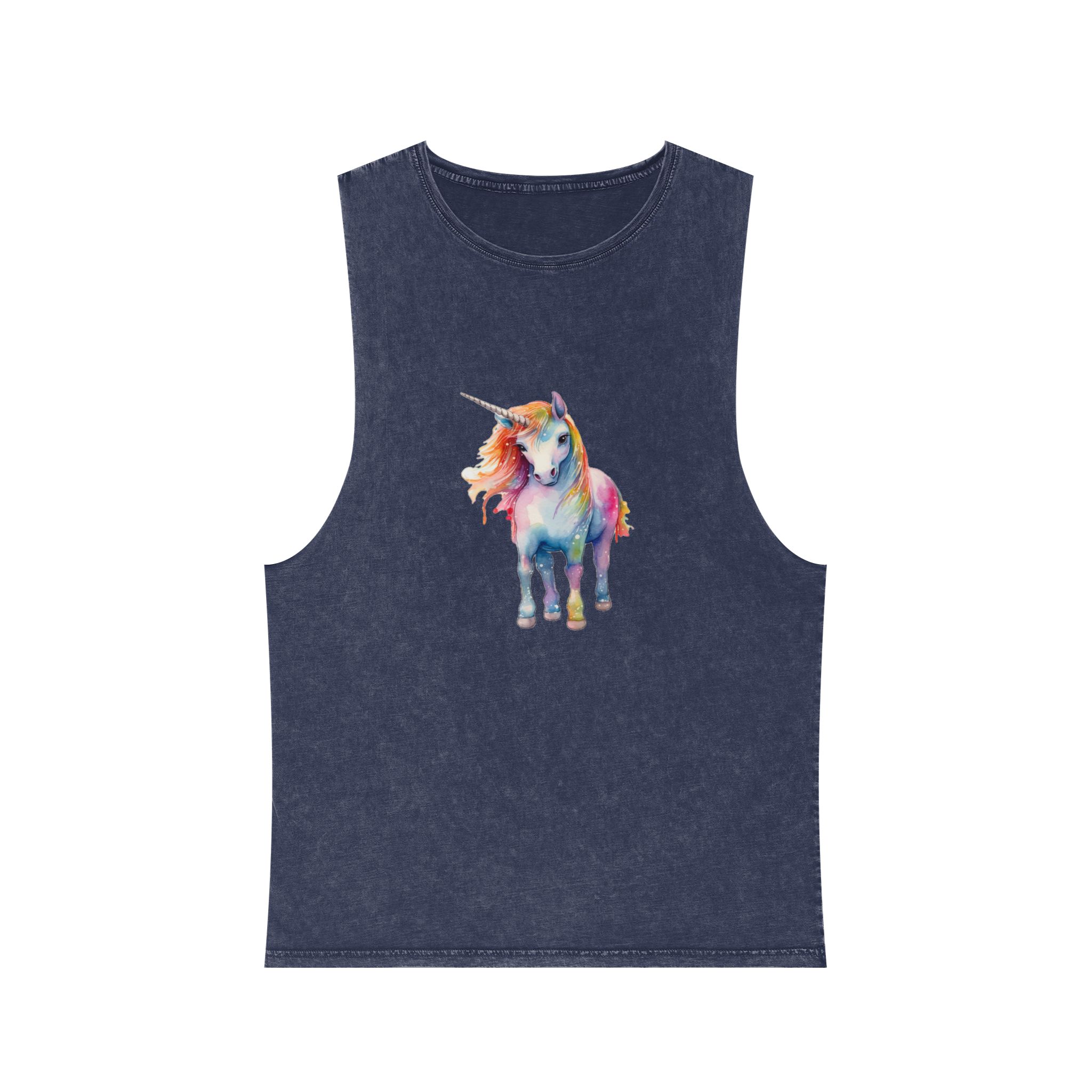 Painting Unicorn With Colorful Mane Long Mane Generative Ai (5) Unisex Stonewash Tank Top - Image 13