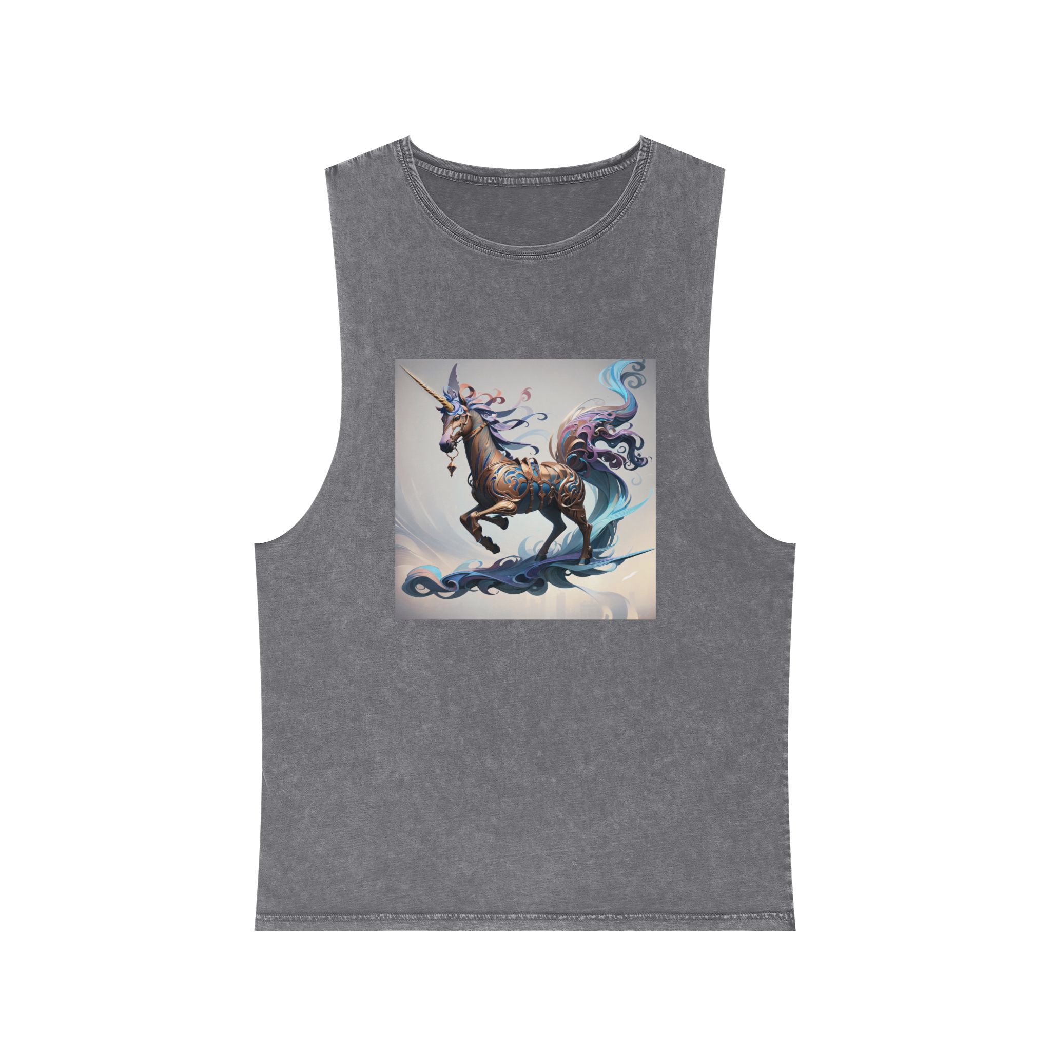 Painting Unicorn Unisex Stonewash Tank Top - Image 9