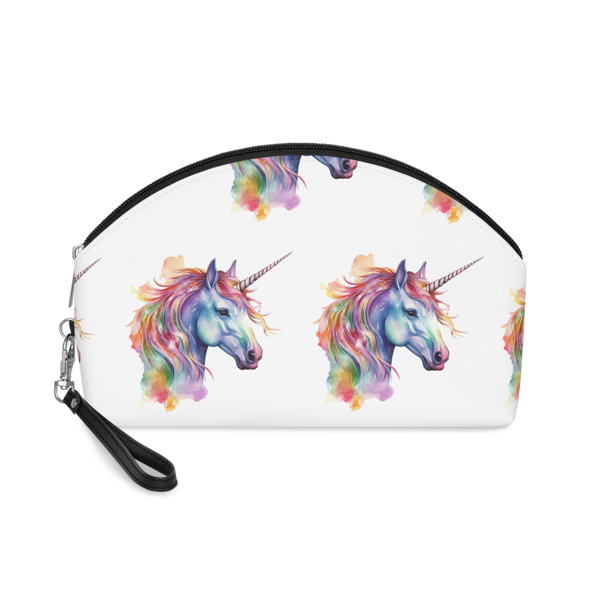 Unicorn Portrait Watercolor Illustration Rainbow Animal Watercolor Character Isolated White Makeup Bag