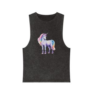 Cute Watercolor Unicorn Illustration Ai Generativexa Unisex Stonewash Tank Top