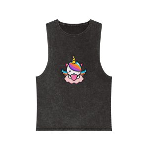Cute Unicorn Mascot Design (6) Unisex Stonewash Tank Top