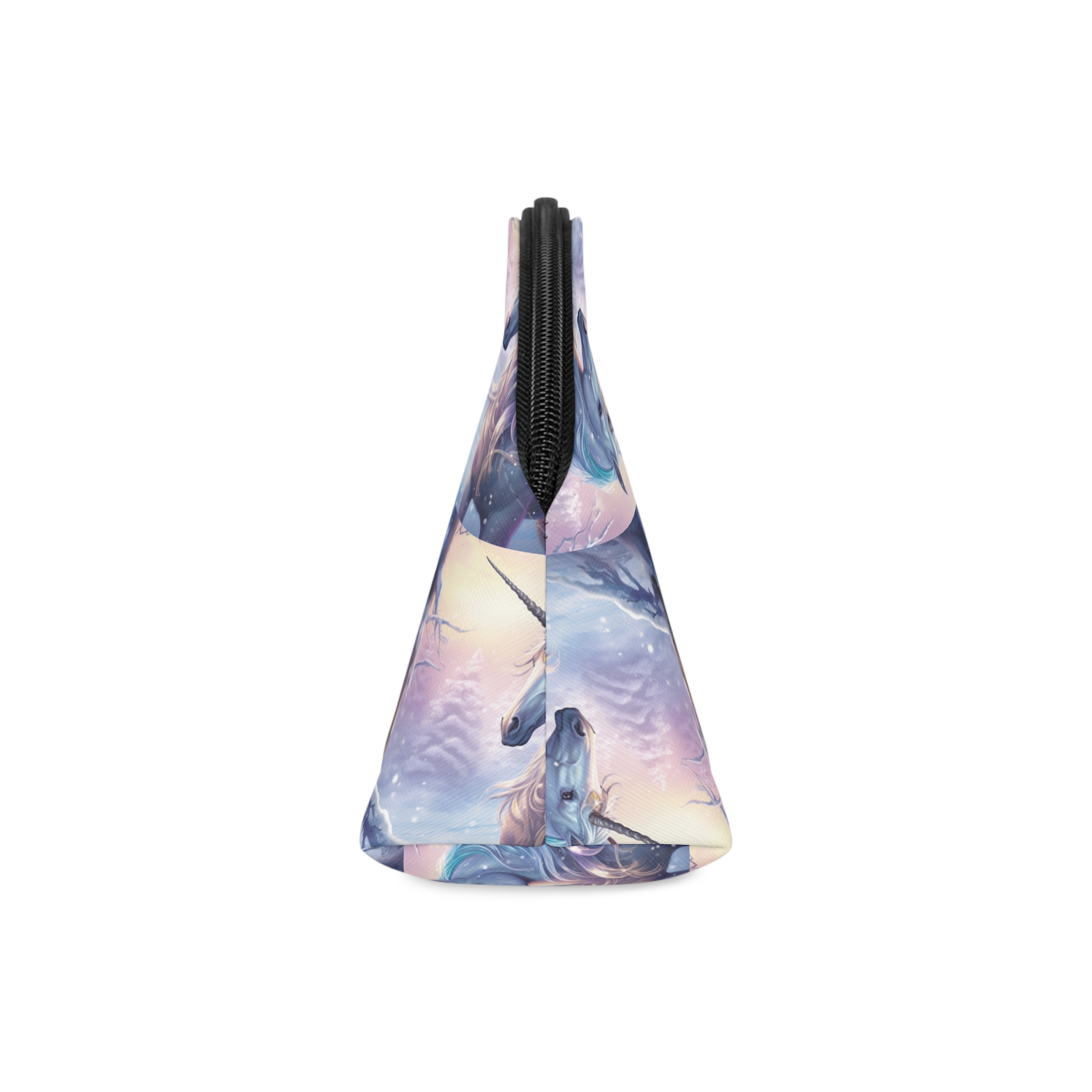 Unicorn Snow With Pink Sky Background Generative Ai Makeup Bag - Image 4