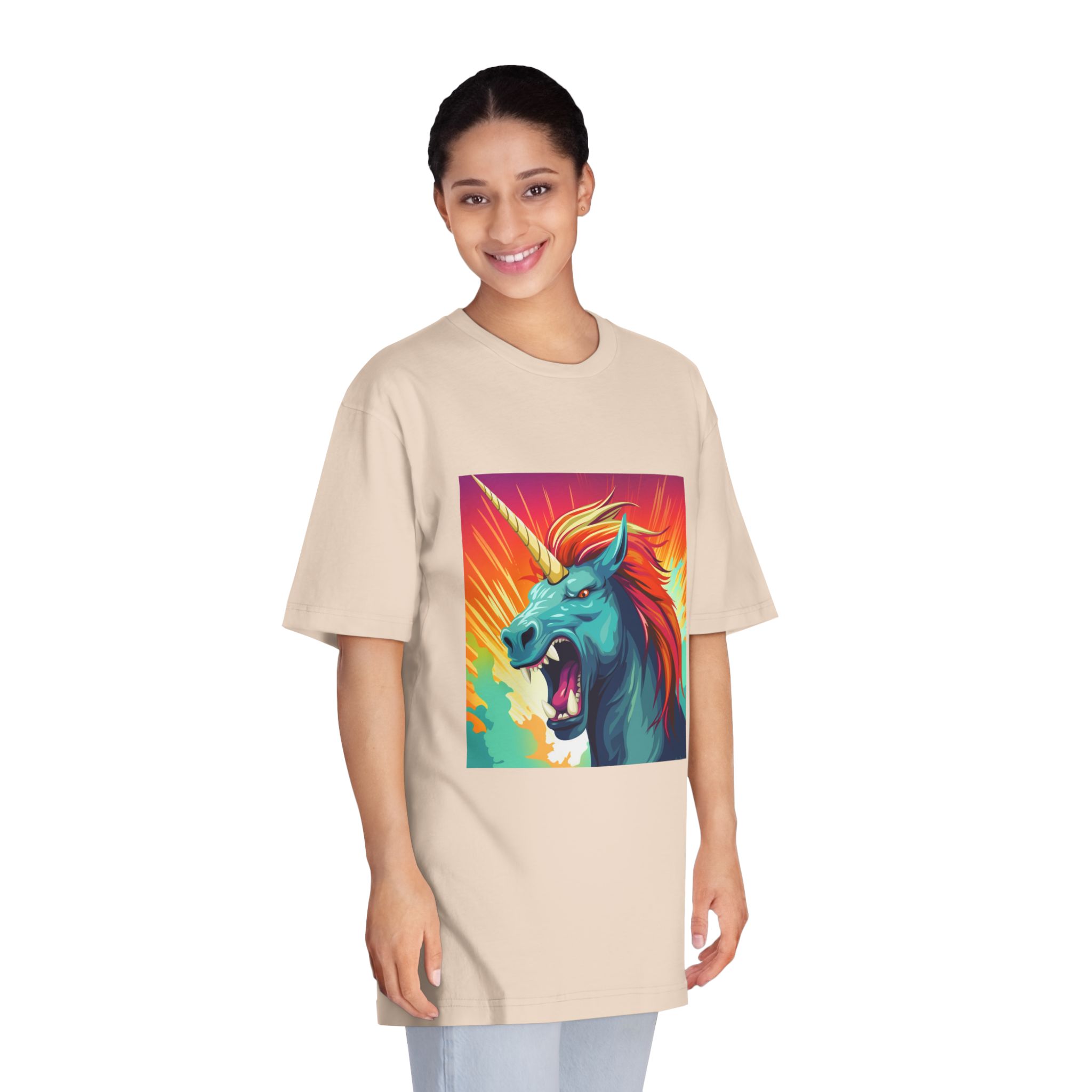 Illustration Unicorn With Colorful Mane Yellow Horn Generative Ai Unisex Classic Crewneck T Shirt - Image 11
