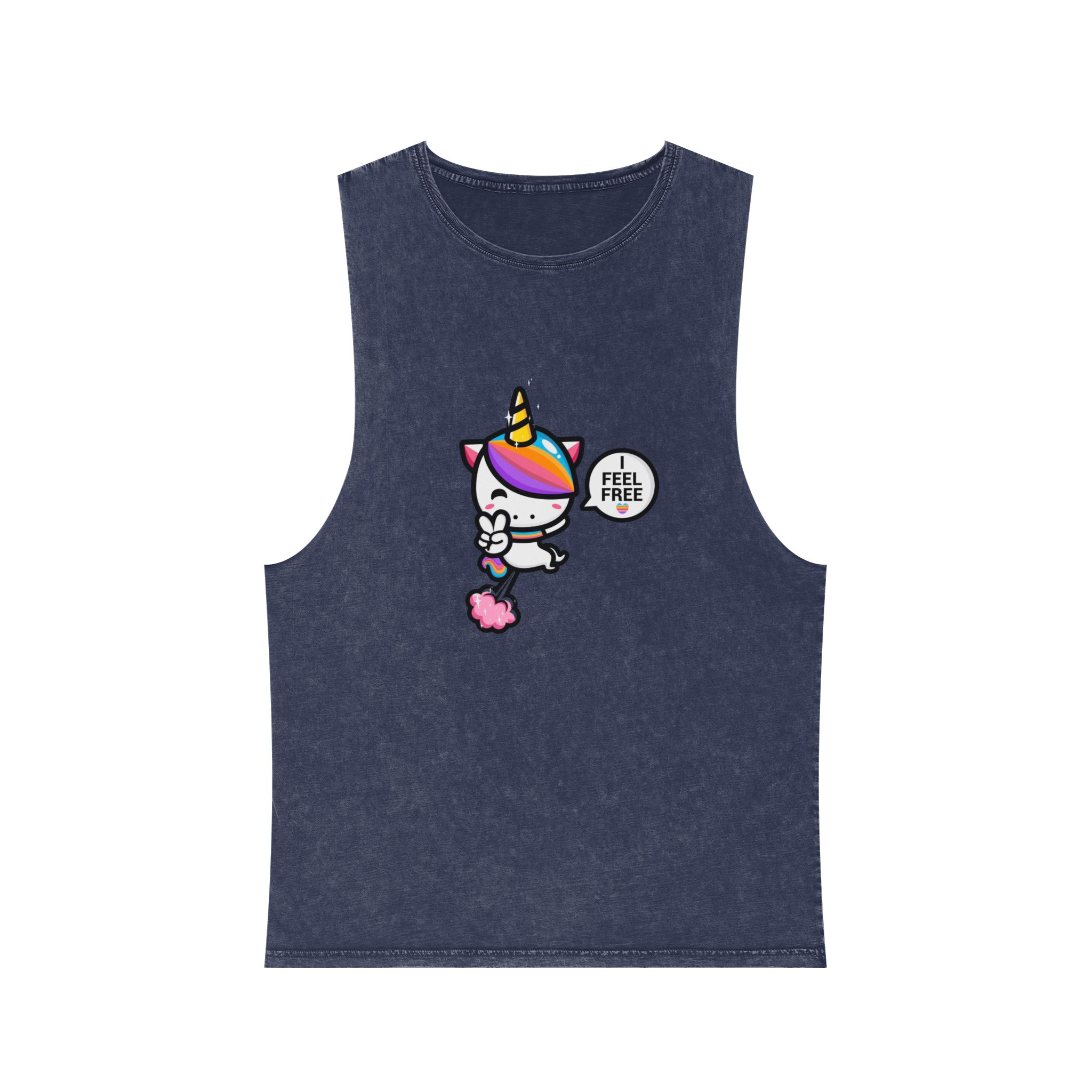 Cute Unicorn Is Flying With Fart Unisex Stonewash Tank Top - Image 13