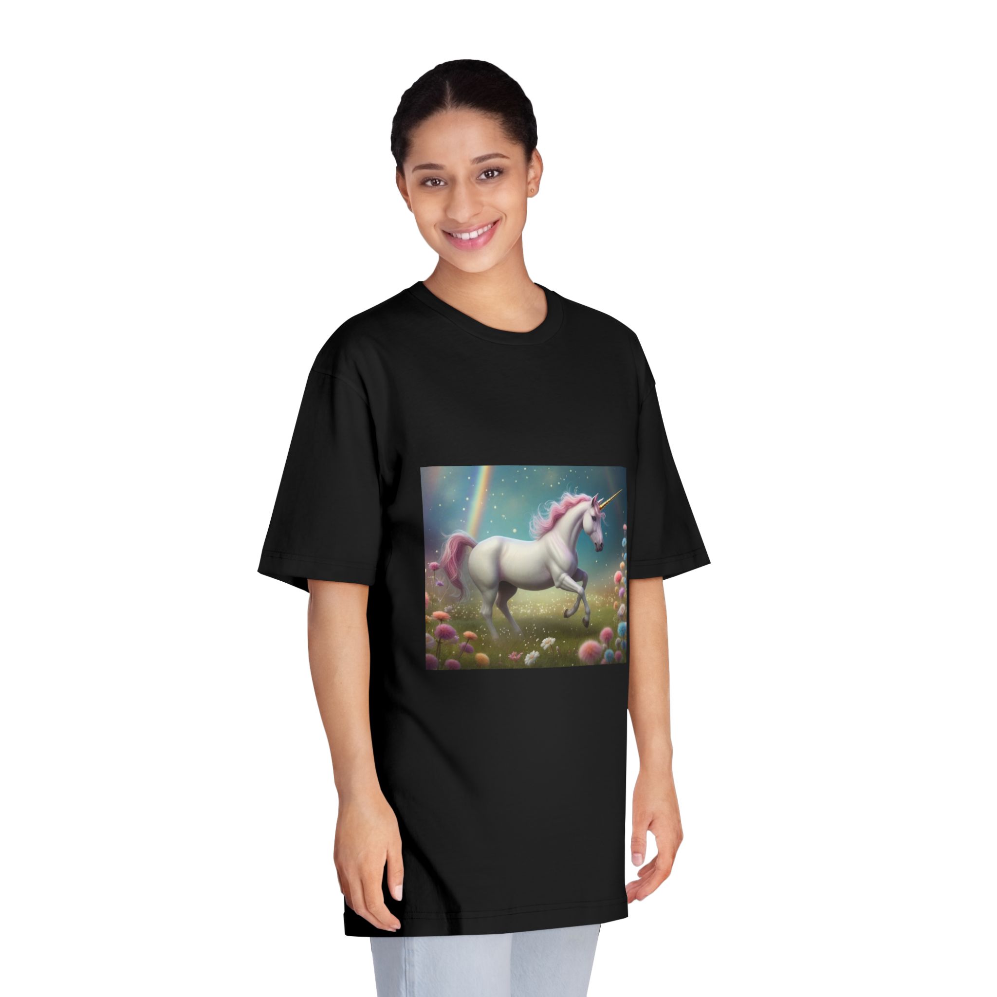 Beautiful Unicorn Running Magical Meadow Unicorn Background Images Whimsical Unicorn (30) Unisex Classic Crewneck T Shirt - Image 7