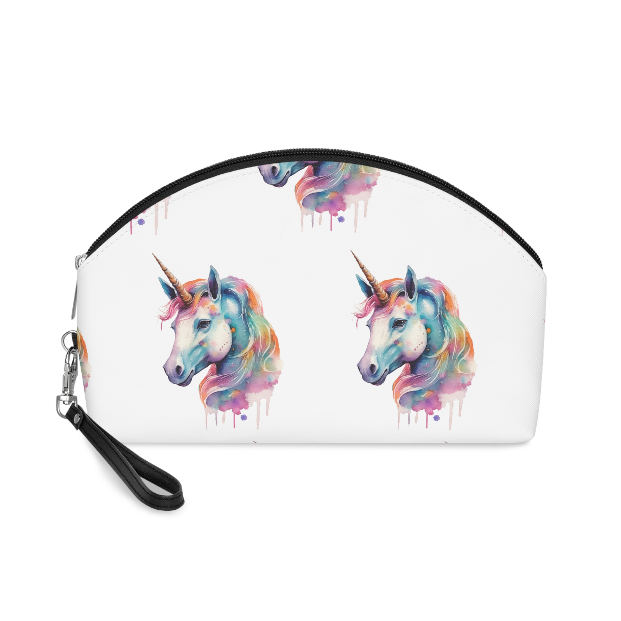 Close Up Unicorns Head With Colorful Mane Generative Ai Makeup Bag