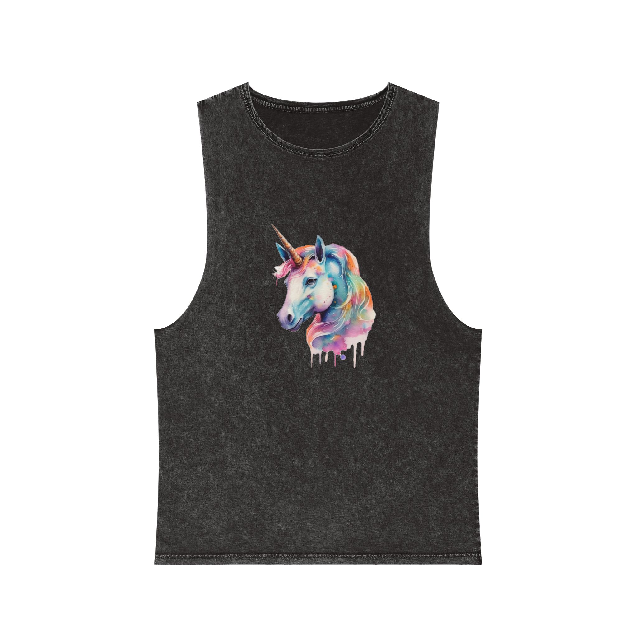 Close Up Unicorns Head With Colorful Mane Generative Ai Unisex Stonewash Tank Top