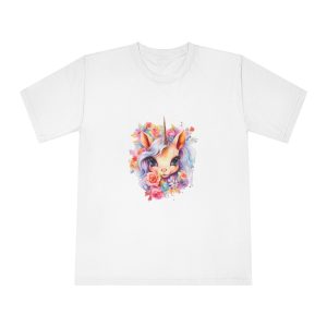 Cute Colorful Magic Unicorn With Flowers Watercolor Style (4) Copy Unisex Classic Crewneck T Shirt