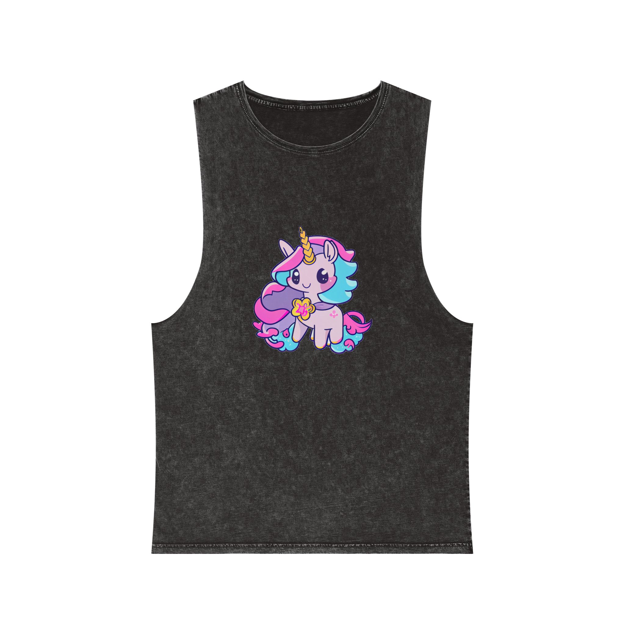 There Is Cartoon Unicorn With Heart Its Chest Generative Ai Unisex Stonewash Tank Top
