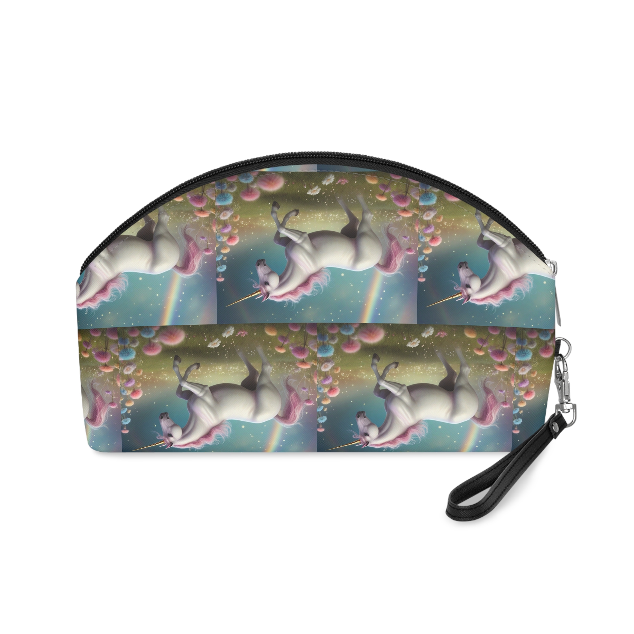 Beautiful Unicorn Running Magical Meadow Unicorn Background Images Whimsical Unicorn (15) Makeup Bag - Image 2