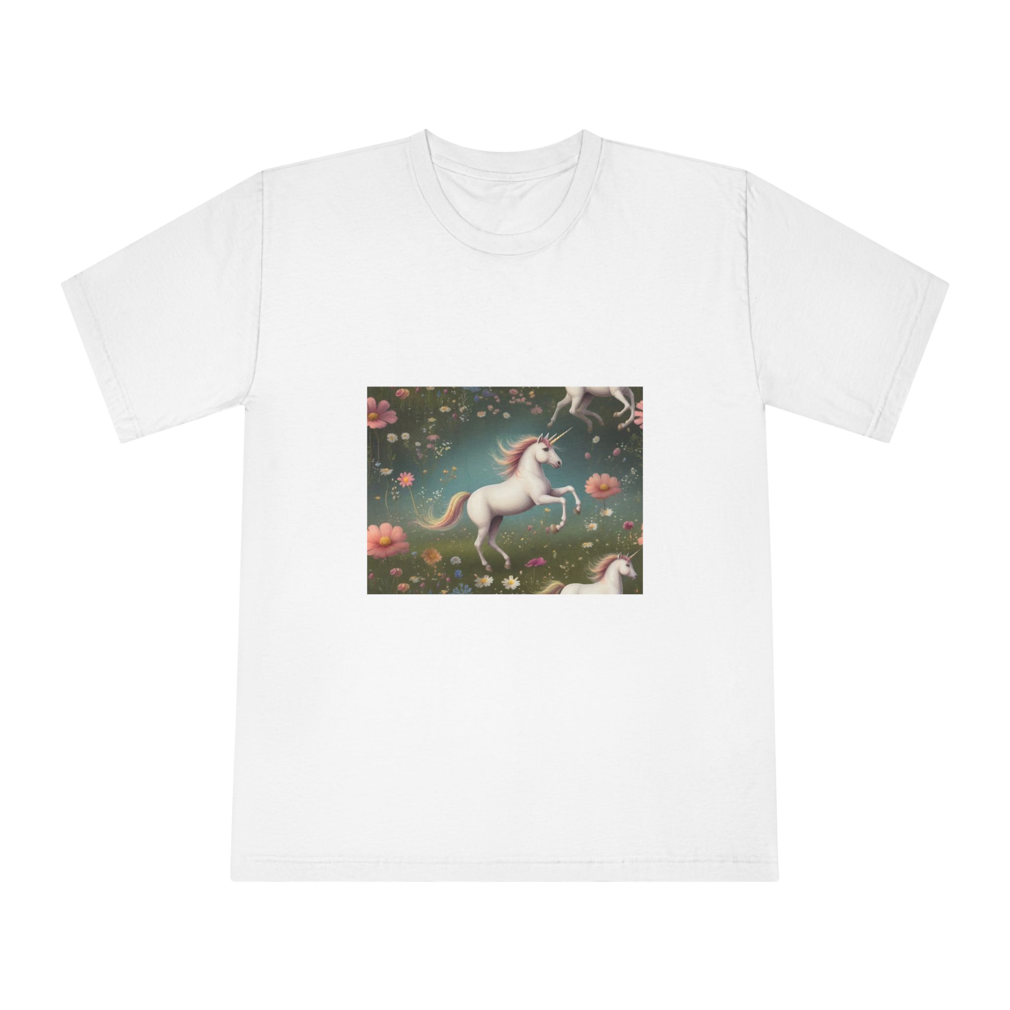 Beautiful Unicorn Running Magical Meadow Unicorn Background Images Whimsical Unicorn (42) Unisex Classic Crewneck T Shirt