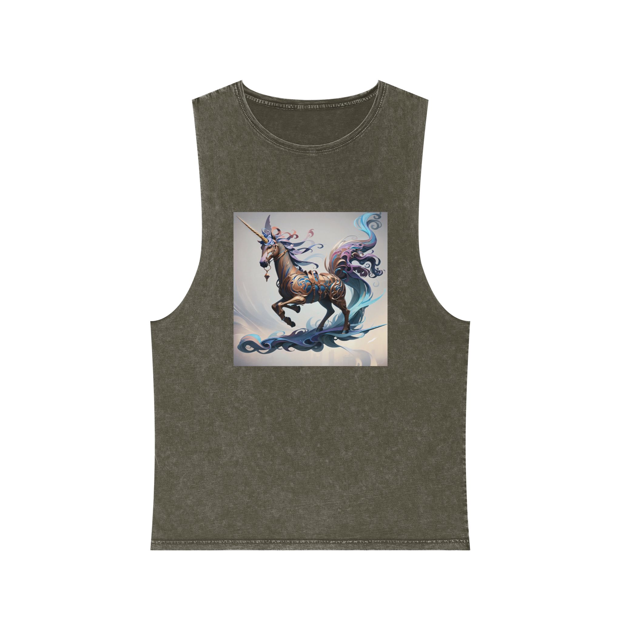 Painting Unicorn Unisex Stonewash Tank Top - Image 5