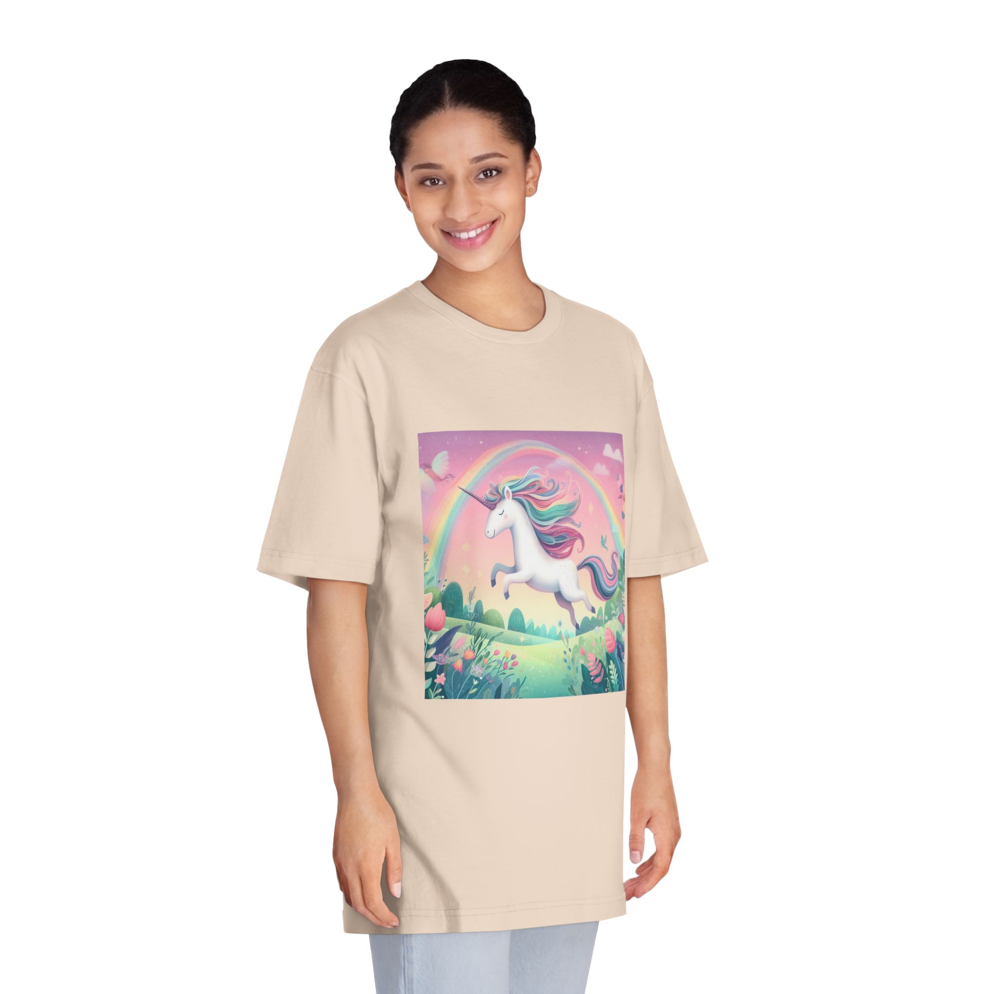 Beautiful Unicorn Running Magical Meadow Unicorn Background Images Whimsical Unicorn (9) Unisex Classic Crewneck T Shirt - Image 11