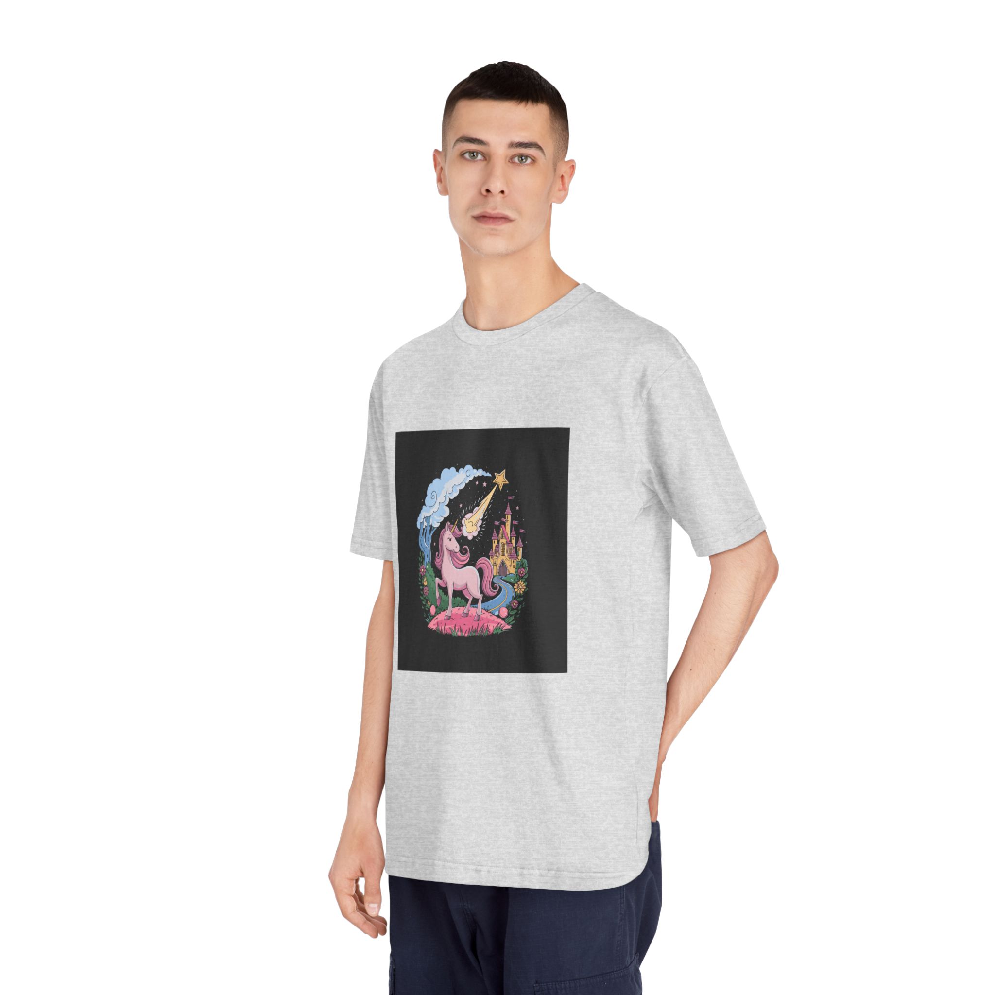 Unicorn With Star Its Head Is Drawn By Unicorn Unisex Classic Crewneck T Shirt - Image 16
