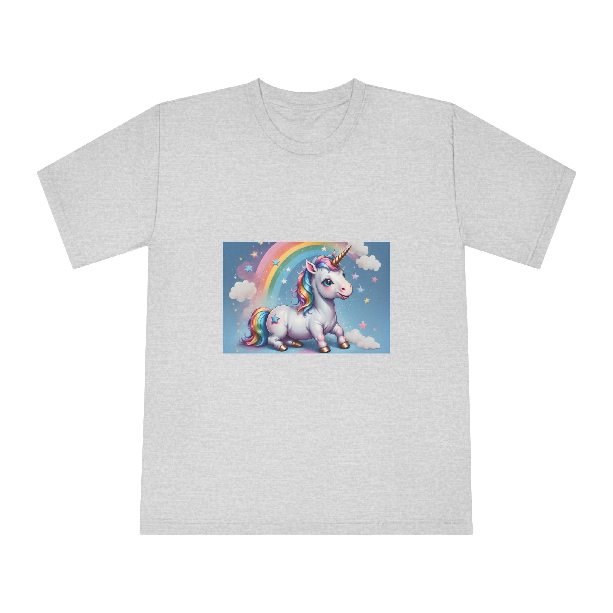 Happy Unicorn Background Sky Rainbow Unisex Classic Crewneck T Shirt - Image 13