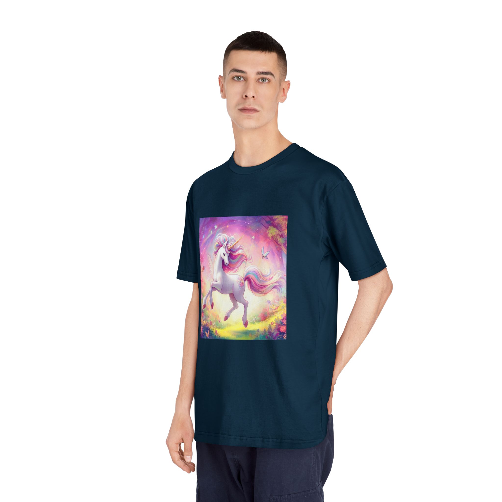 Beautiful Unicorn Running Magical Meadow Unicorn Background Images Whimsical Unicorn (44) Unisex Classic Crewneck T Shirt - Image 20