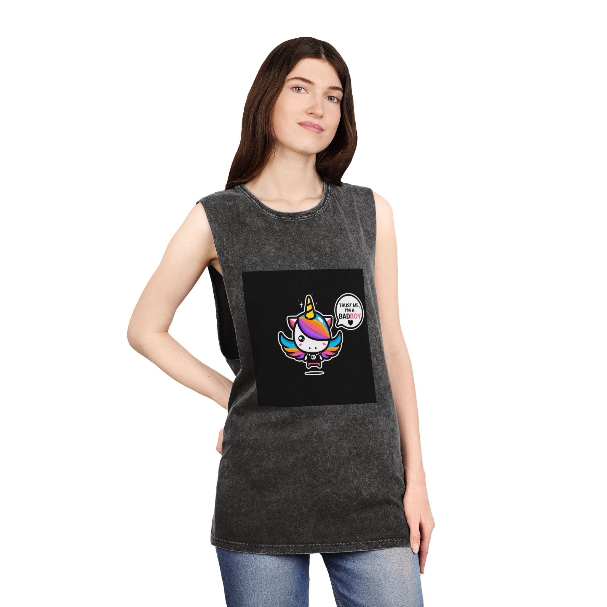 Cool Bad Boy Unisex Stonewash Tank Top - Image 4