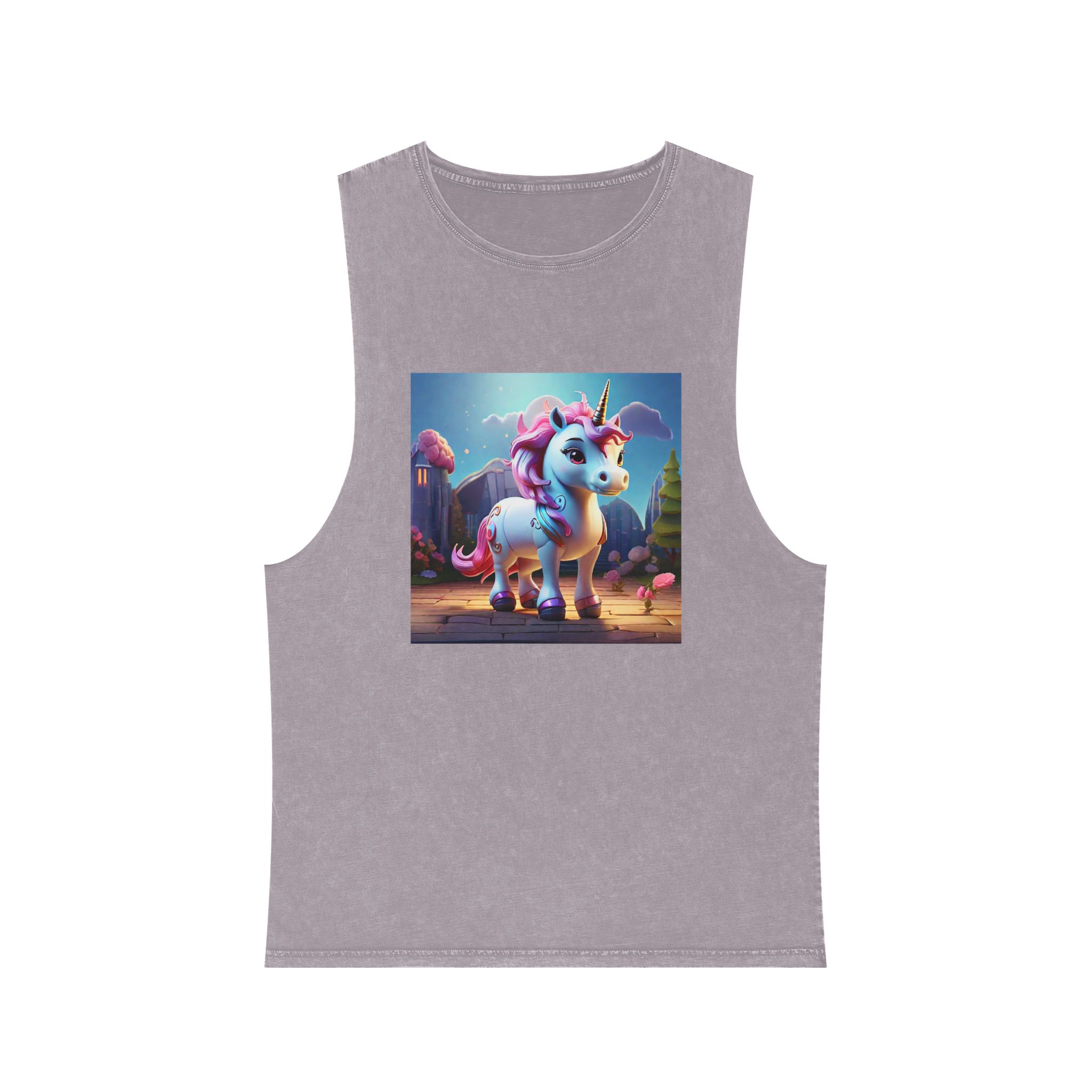 Animated Unicorn Children Generated By Ai (8) Unisex Stonewash Tank Top - Image 17
