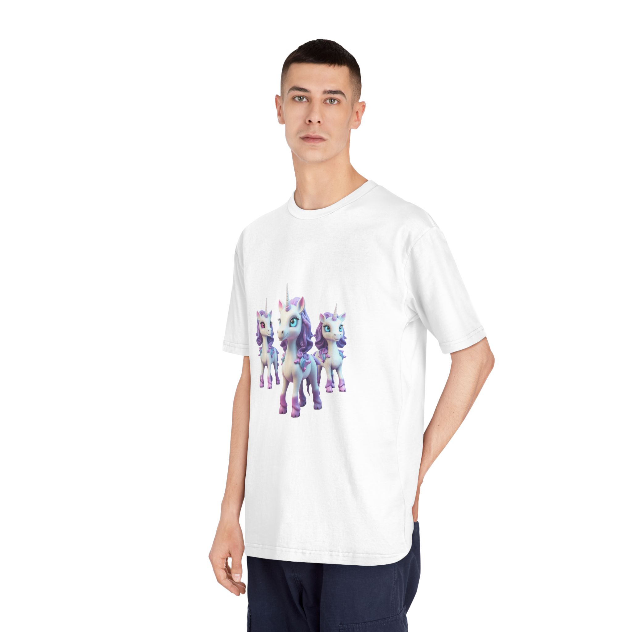 Mythical Unicorn Kids Figurine Style (2) Unisex Classic Crewneck T Shirt - Image 4