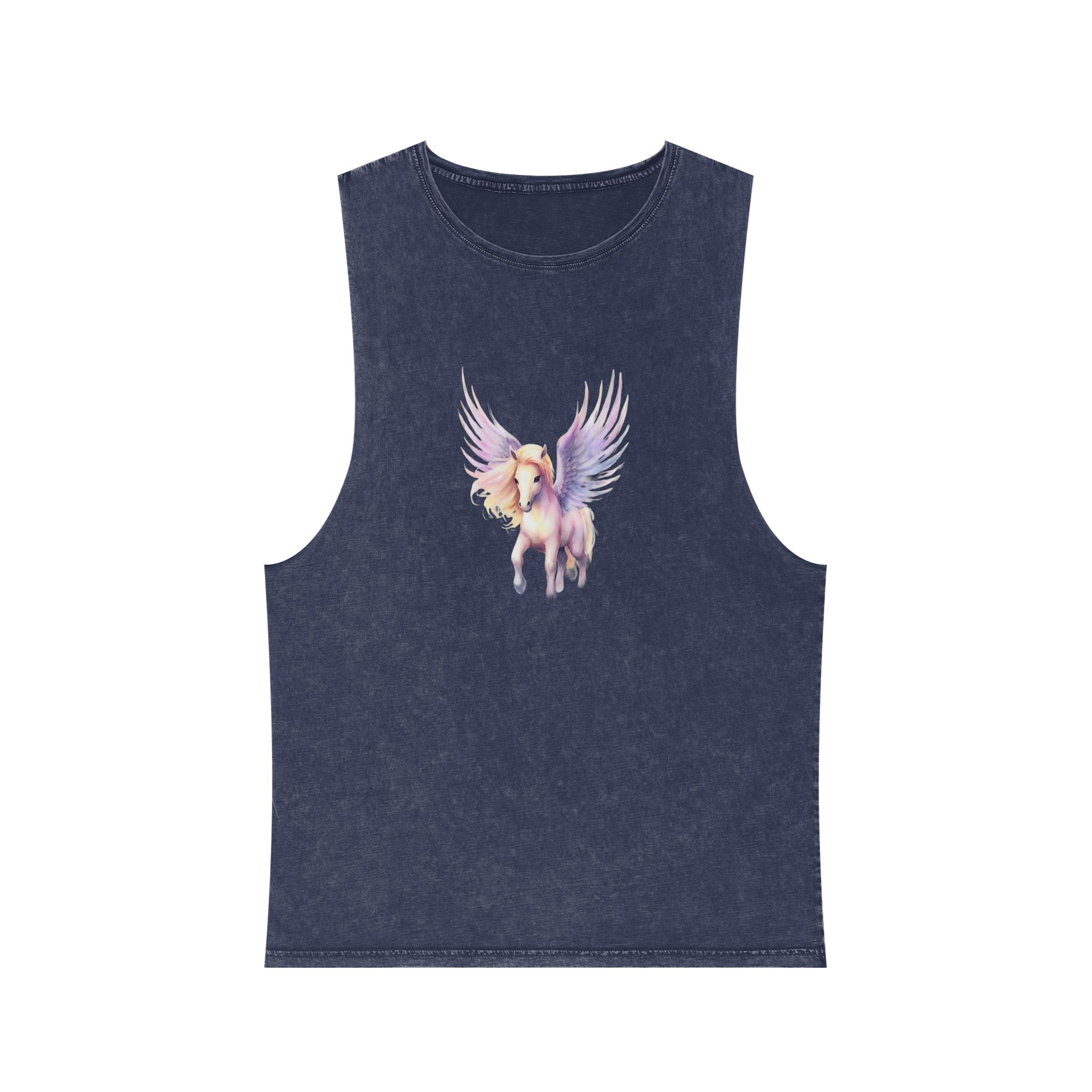 Pony Pegasus Watercolor Clipart Cute Isolated White Background With Generative Ai Technology Unisex Stonewash Tank Top - Image 13