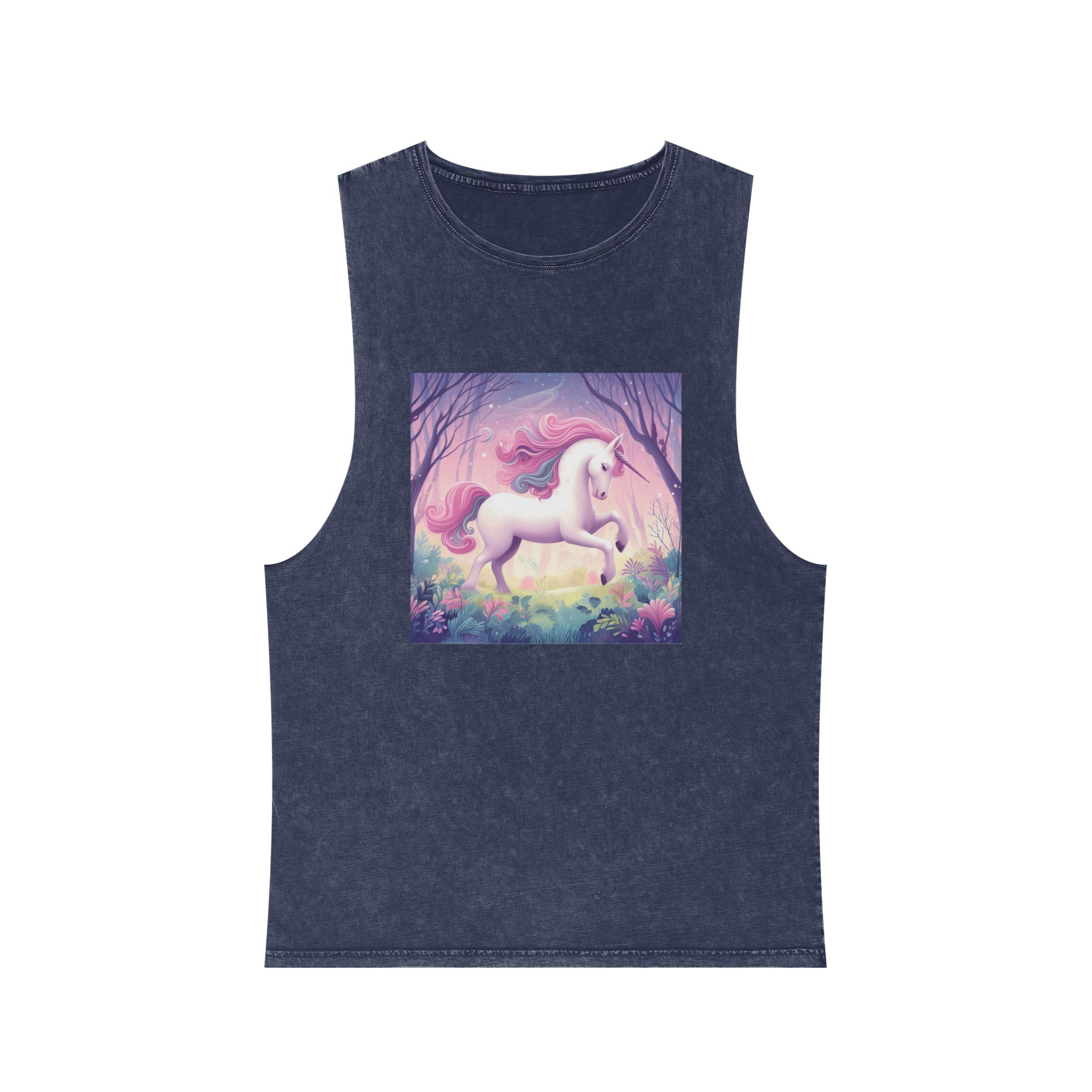 Beautiful Unicorn Running Magical Meadow Unicorn Background Images Whimsical Unicorn (4) Unisex Stonewash Tank Top - Image 13