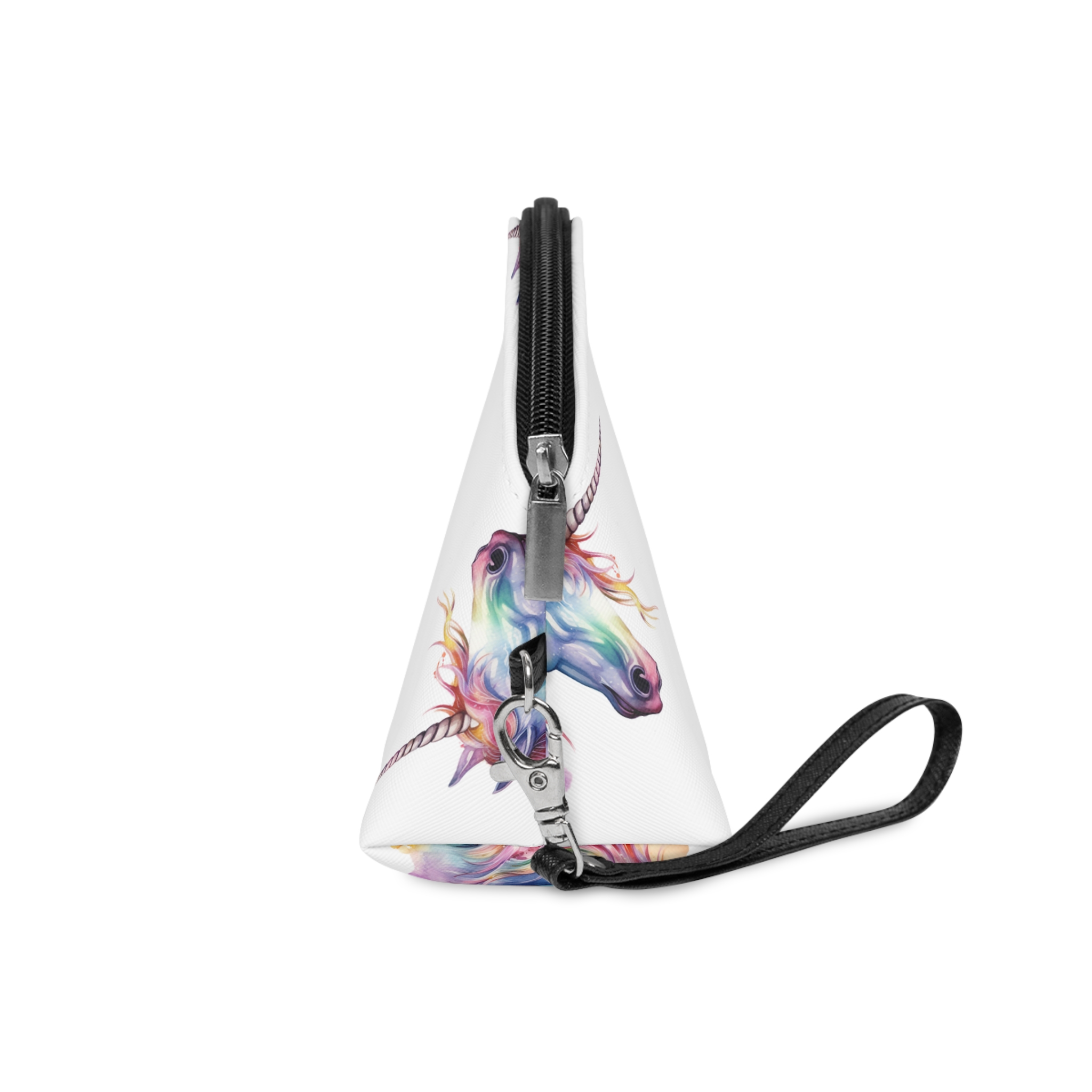 Unicorn Portrait Watercolor Illustration Rainbow Animal Watercolor Character Isolated White Makeup Bag - Image 3