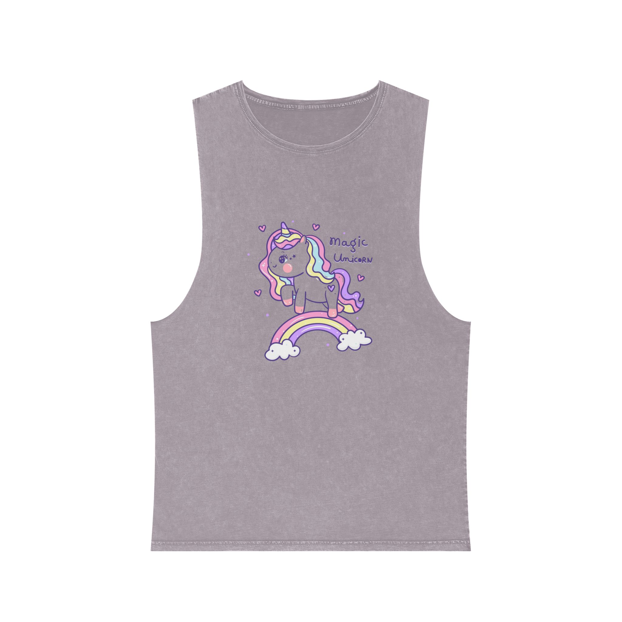 Cute Unicorn Doodle Rainbow Unisex Stonewash Tank Top - Image 17