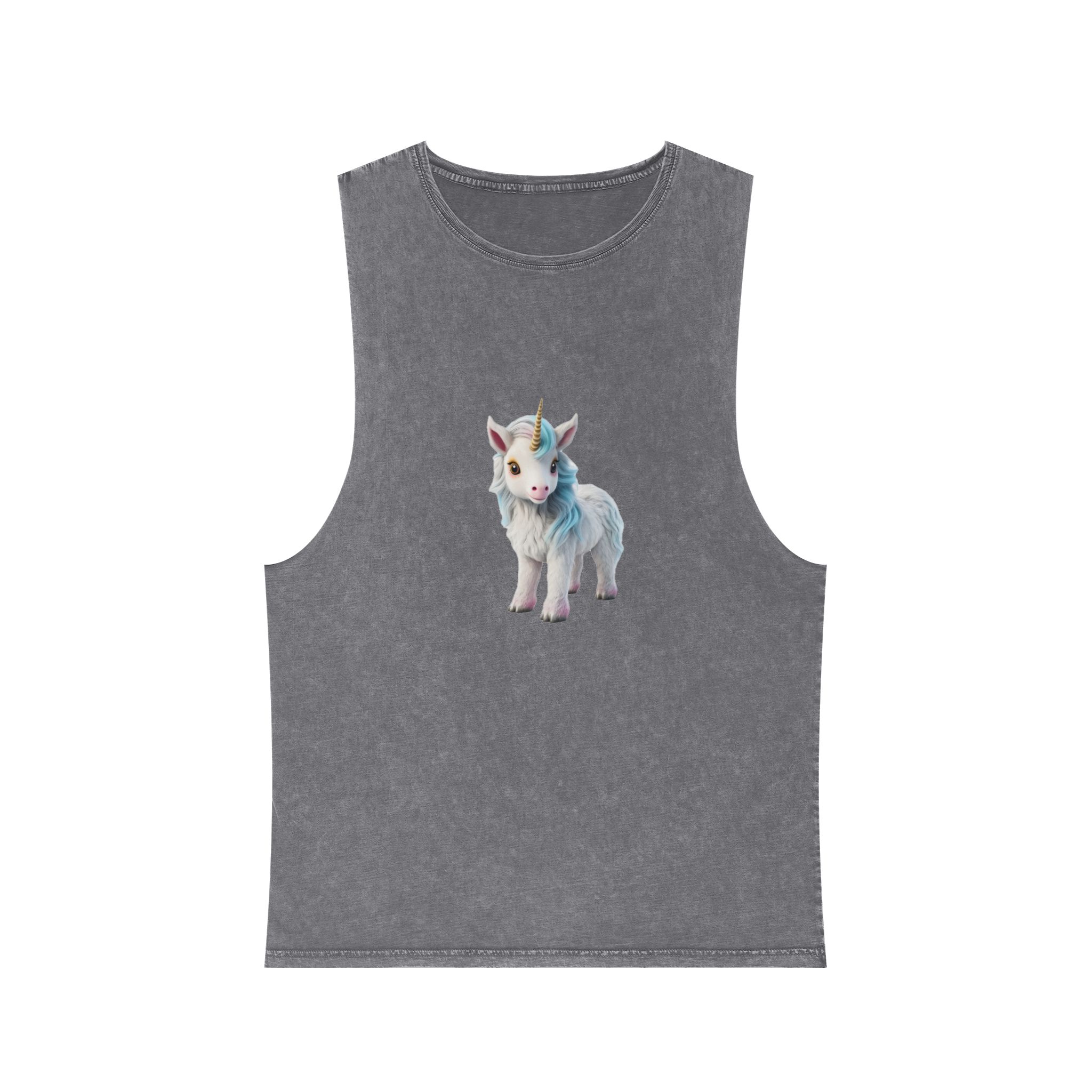 Colorful Cartoon Animated 3d Unicorn Children (7) Unisex Stonewash Tank Top - Image 9