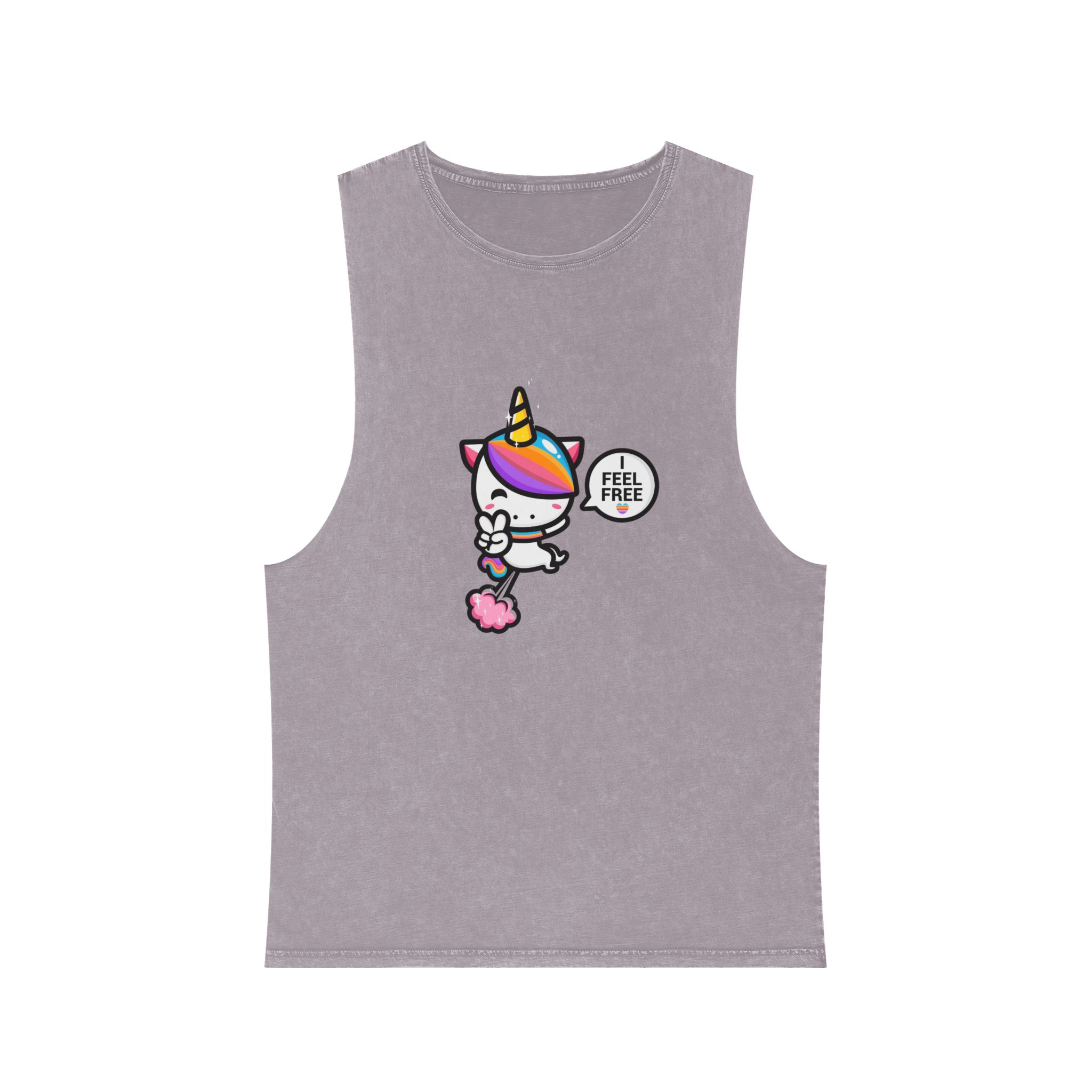 Cute Unicorn Is Flying With Fart Unisex Stonewash Tank Top - Image 17