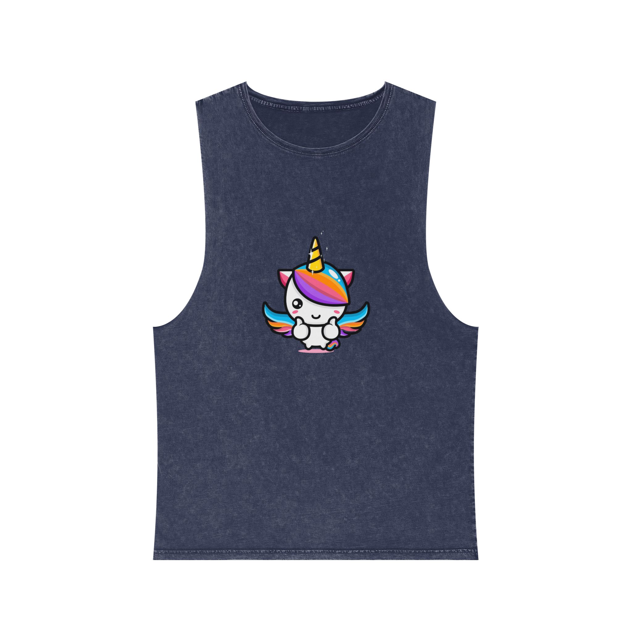 Cute Unicorn Mascot Design Unisex Stonewash Tank Top - Image 13