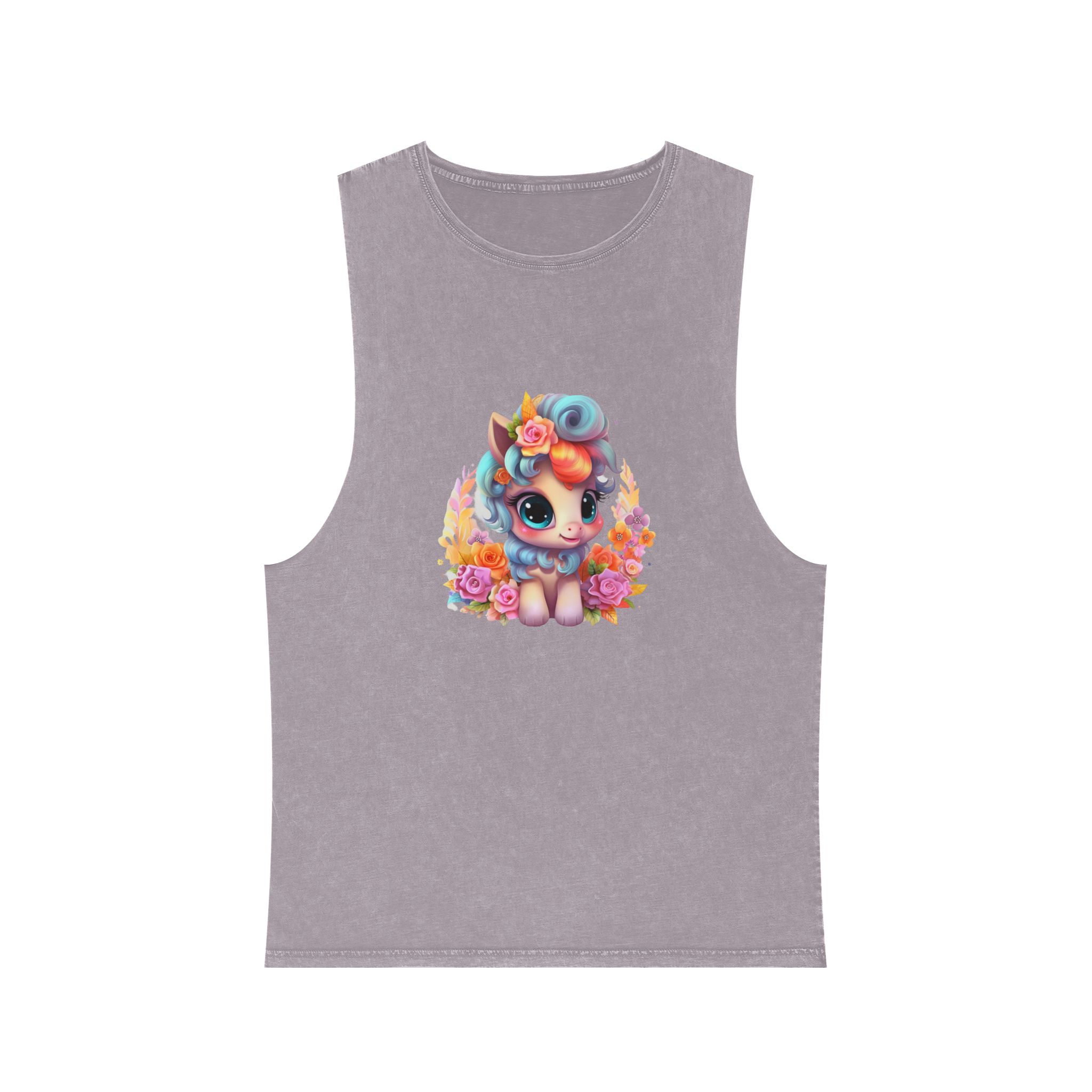 Flower Unicorn Unisex Stonewash Tank Top - Image 17