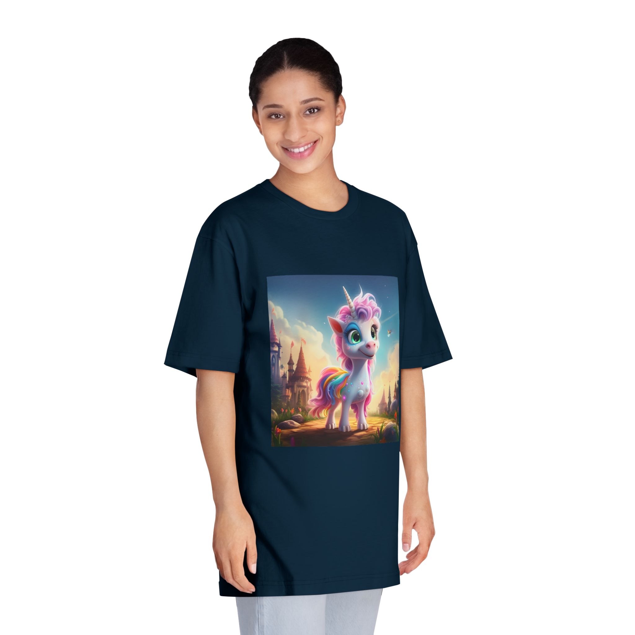 Unicorn Standing Rock Front Castle Generative Ai Unisex Classic Crewneck T Shirt - Image 19
