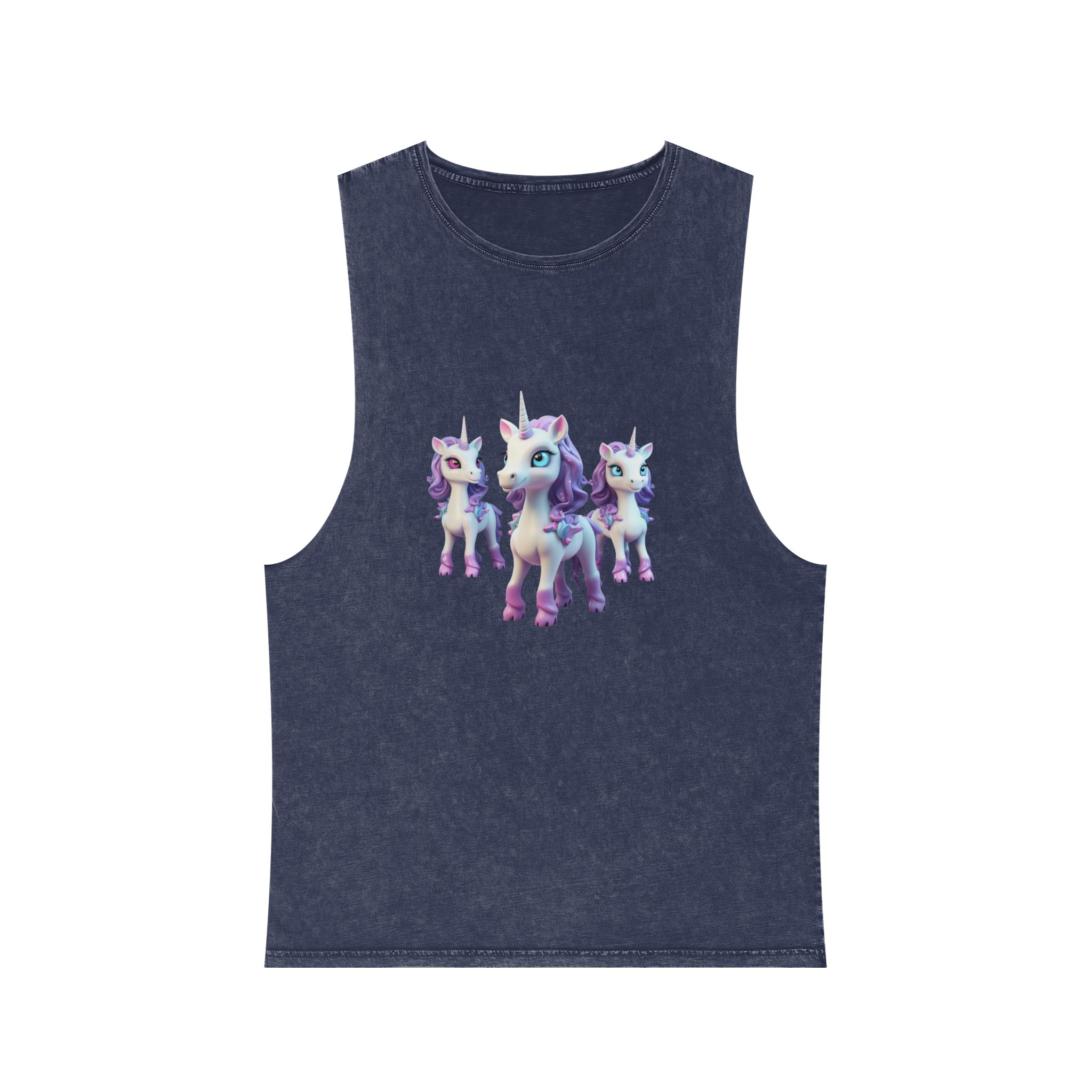 Mythical Unicorn Kids Figurine Style (2) Unisex Stonewash Tank Top - Image 13