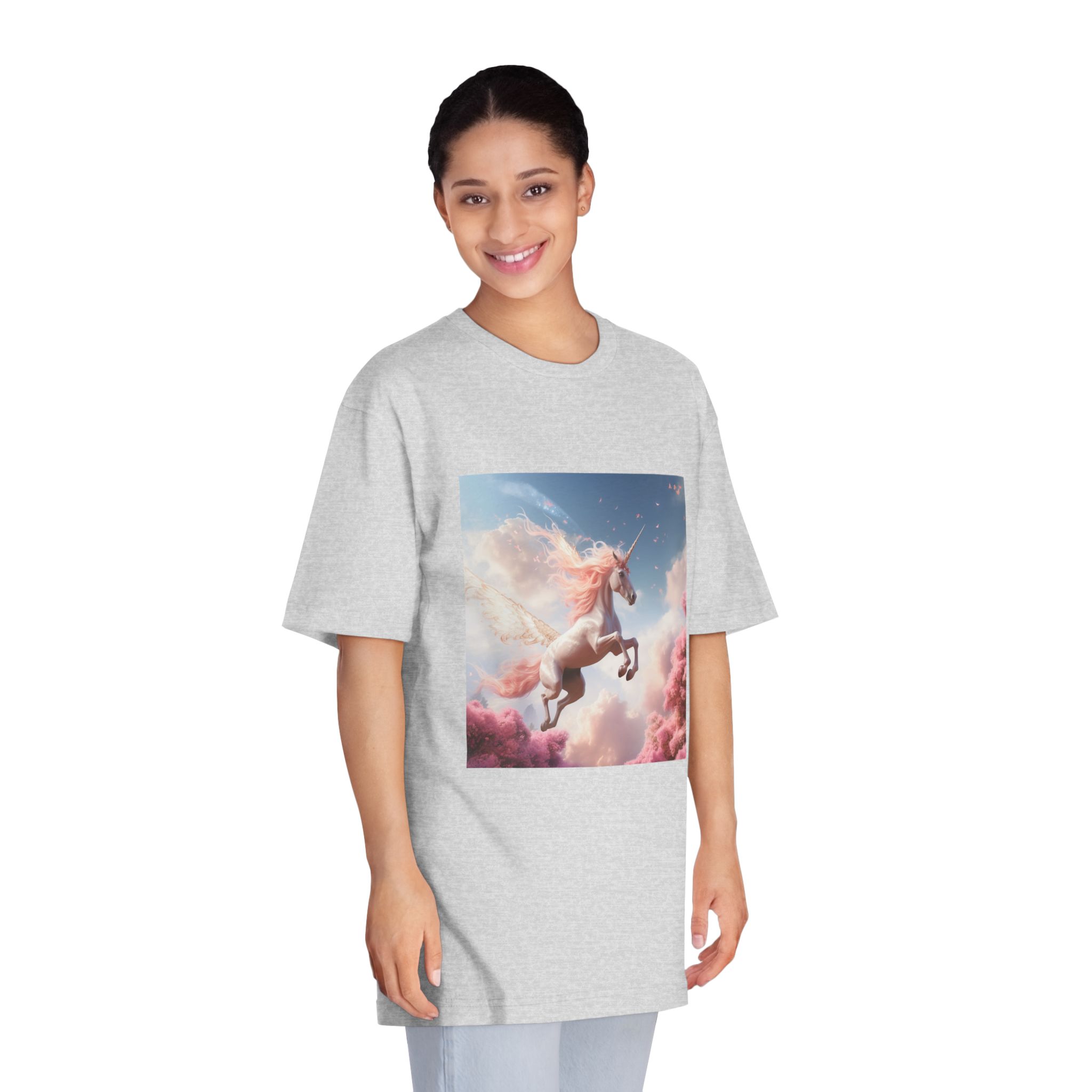 Unicorn With Pink Mane Flying Through Sky With Pink Trees Generative Ai Unisex Classic Crewneck T Shirt - Image 15