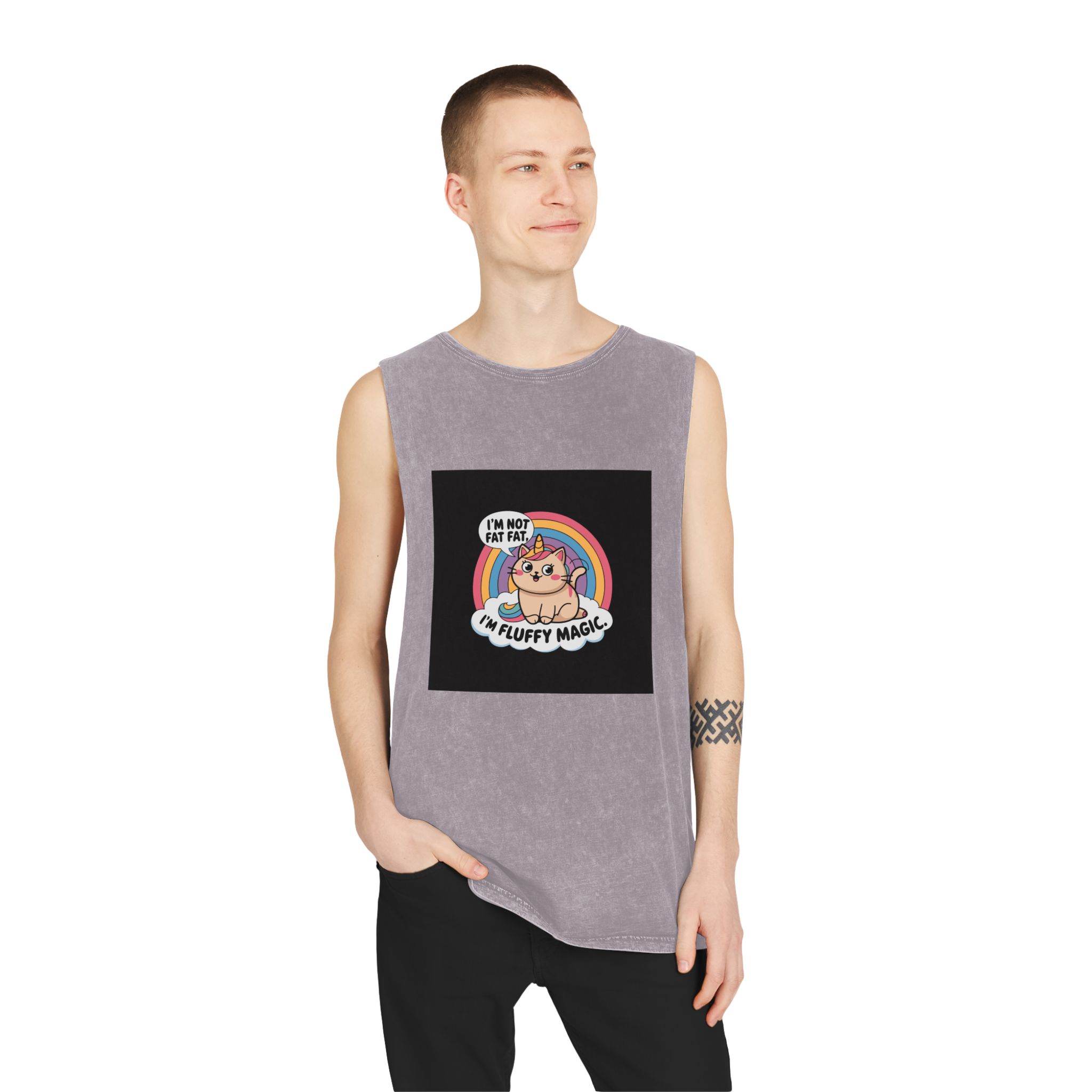 I'm Not Fat Unisex Stonewash Tank Top - Image 19