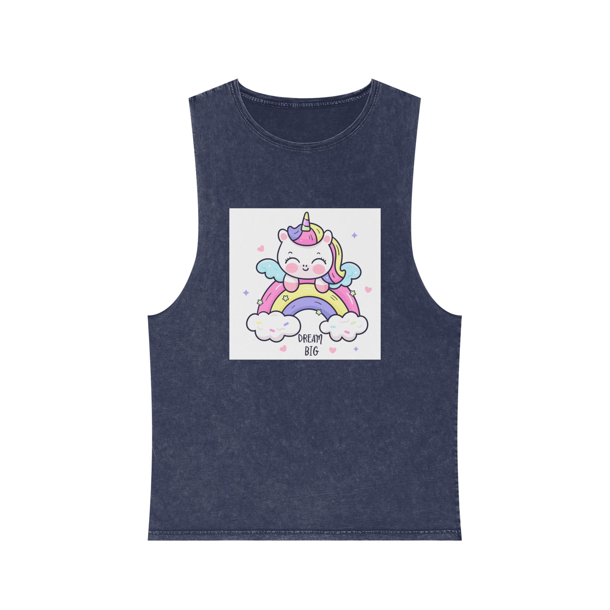 Cute Unicorn Rainbow Kawaii Animal Baby Cartoon Dream Big Unisex Stonewash Tank Top - Image 13