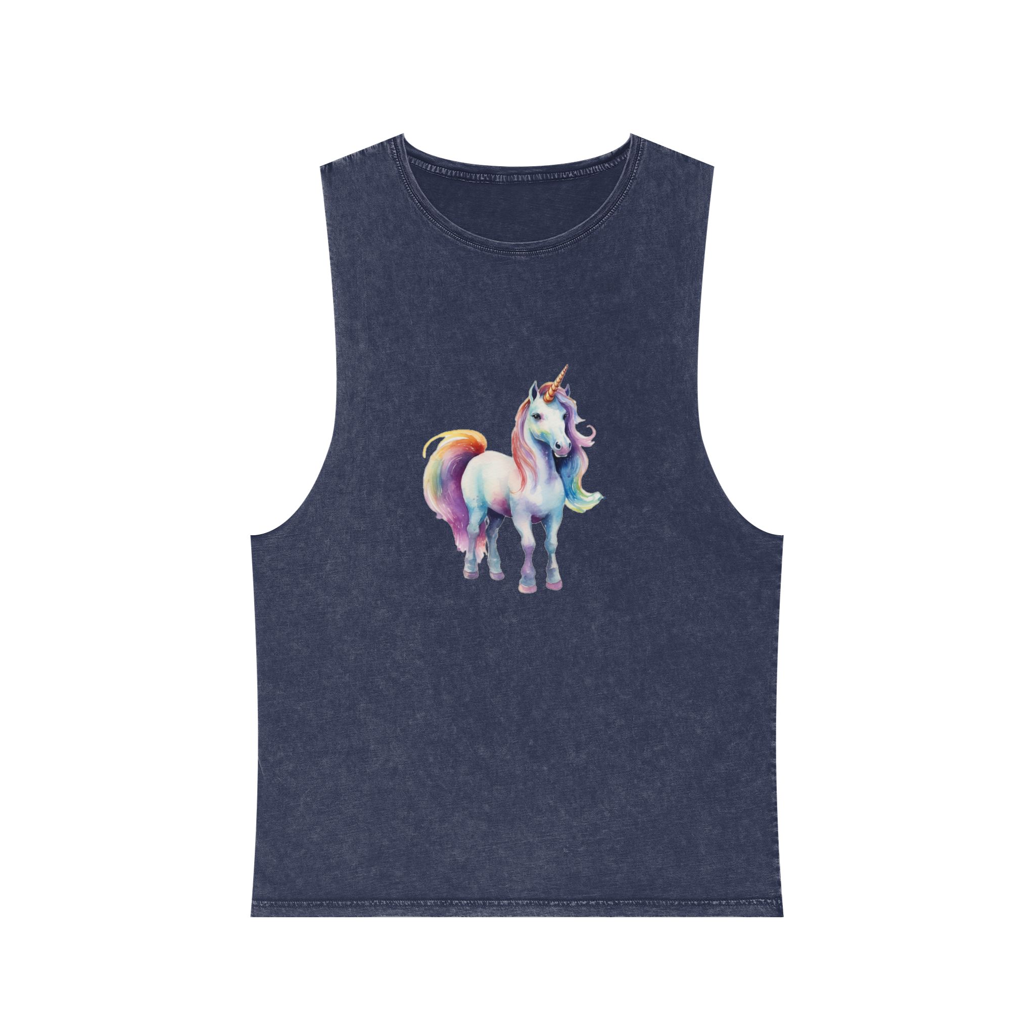 Painting Unicorn With Colorful Mane Long Mane Generative Ai (1) Unisex Stonewash Tank Top - Image 13
