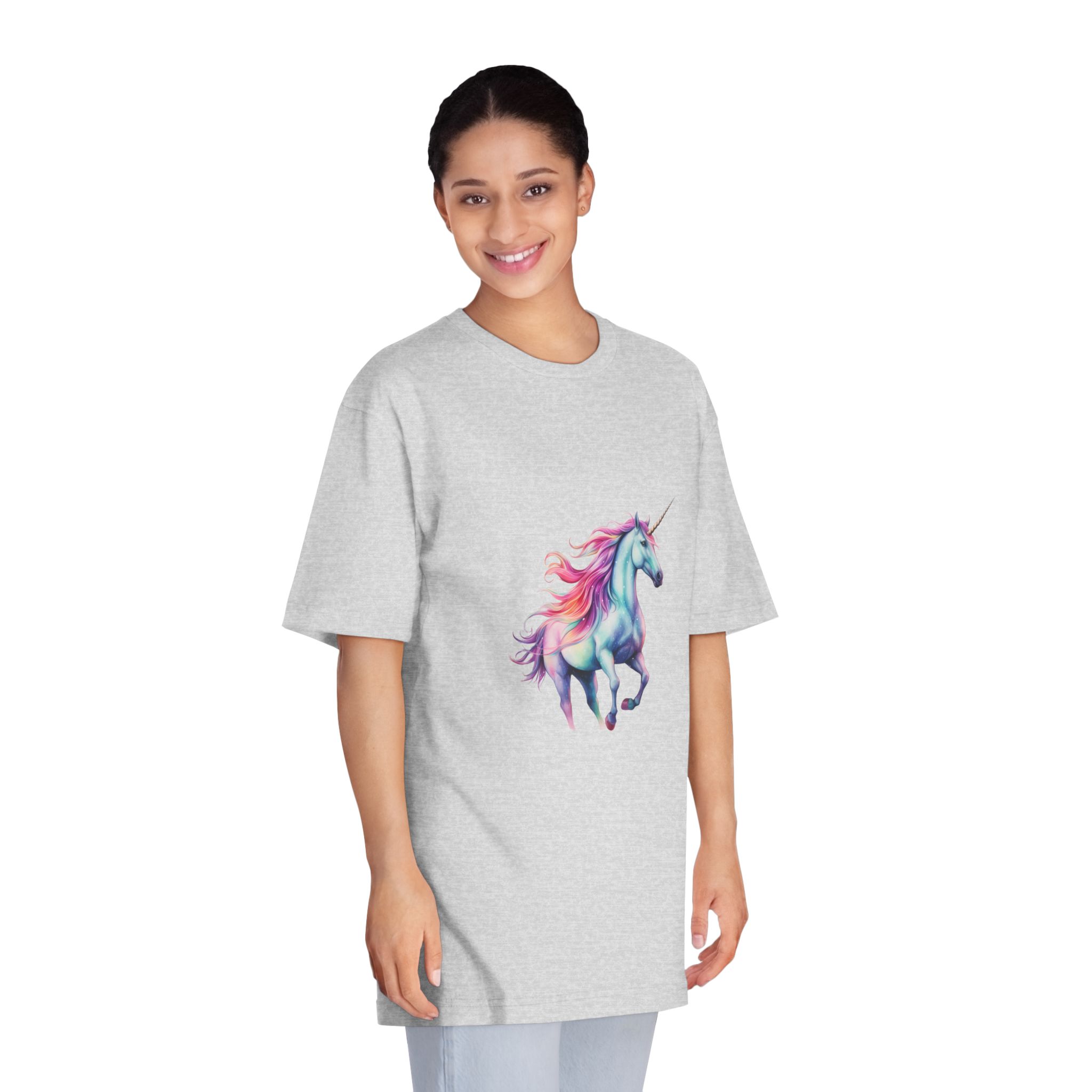 Unicorn With Rainbow Mane Pink Mane Running Sky Generative Ai Unisex Classic Crewneck T Shirt - Image 15