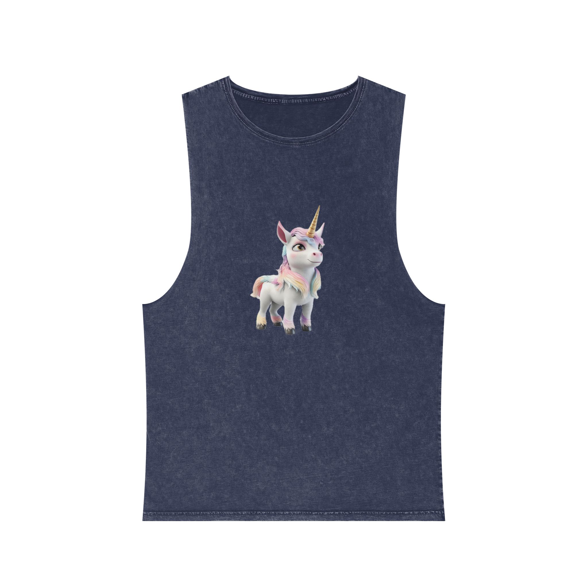 Colorful Cartoon Animated 3d Unicorn Children (13) Unisex Stonewash Tank Top - Image 13