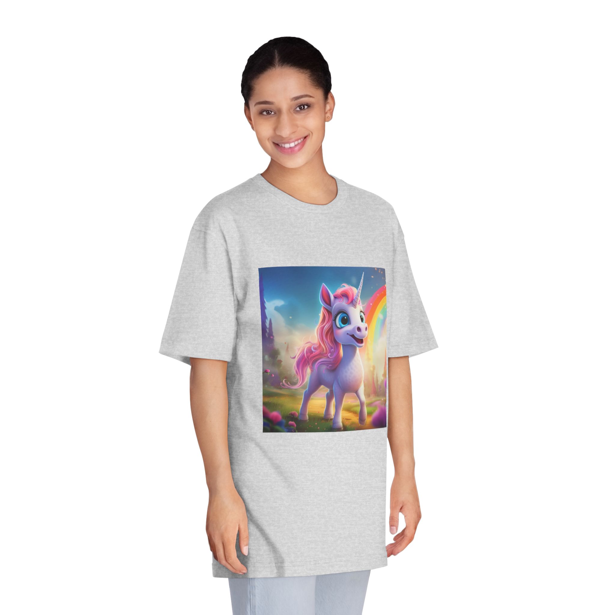 Unicorn With Pink Mane Blue Eyes Standing Field Generative Ai Unisex Classic Crewneck T Shirt - Image 15