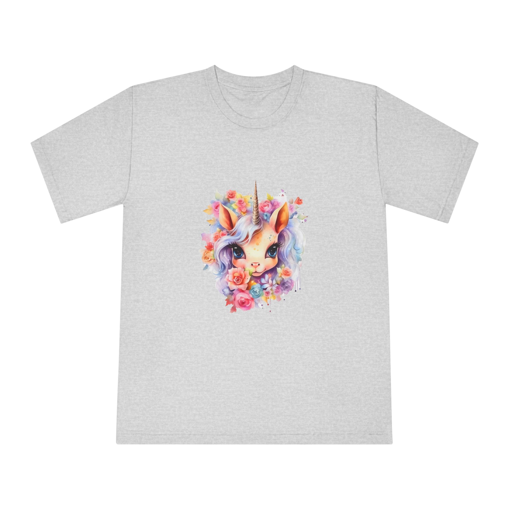 Cute Colorful Magic Unicorn With Flowers Watercolor Style (4) Copy Unisex Classic Crewneck T Shirt - Image 13